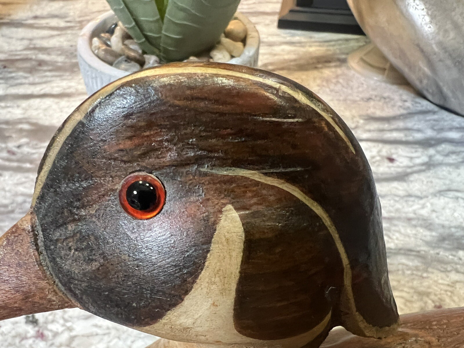 R.d Lewis Wood Decoy Duck Craving 7-6-1979 good condition. vintage Collectible