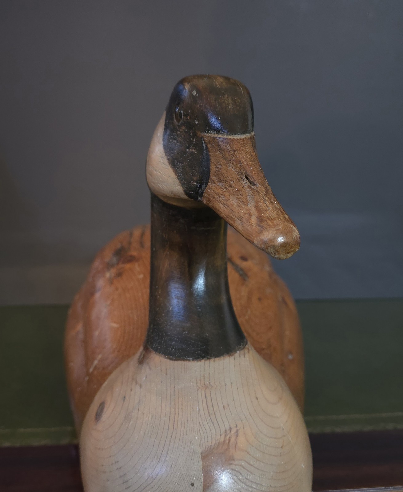 Large Vintage 1979 Solid Wood Decoy Canada Goose Made by R.D. Lewis Signed