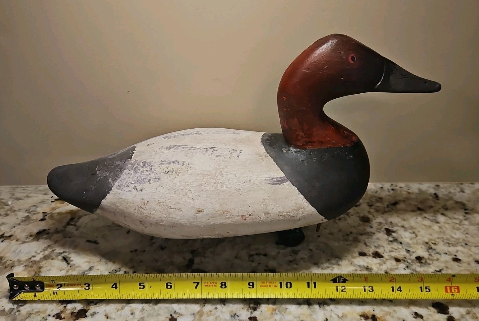 VINTAGE RETIRED CANVASBACK DUCK DECOY, Solid Wood, stand not included