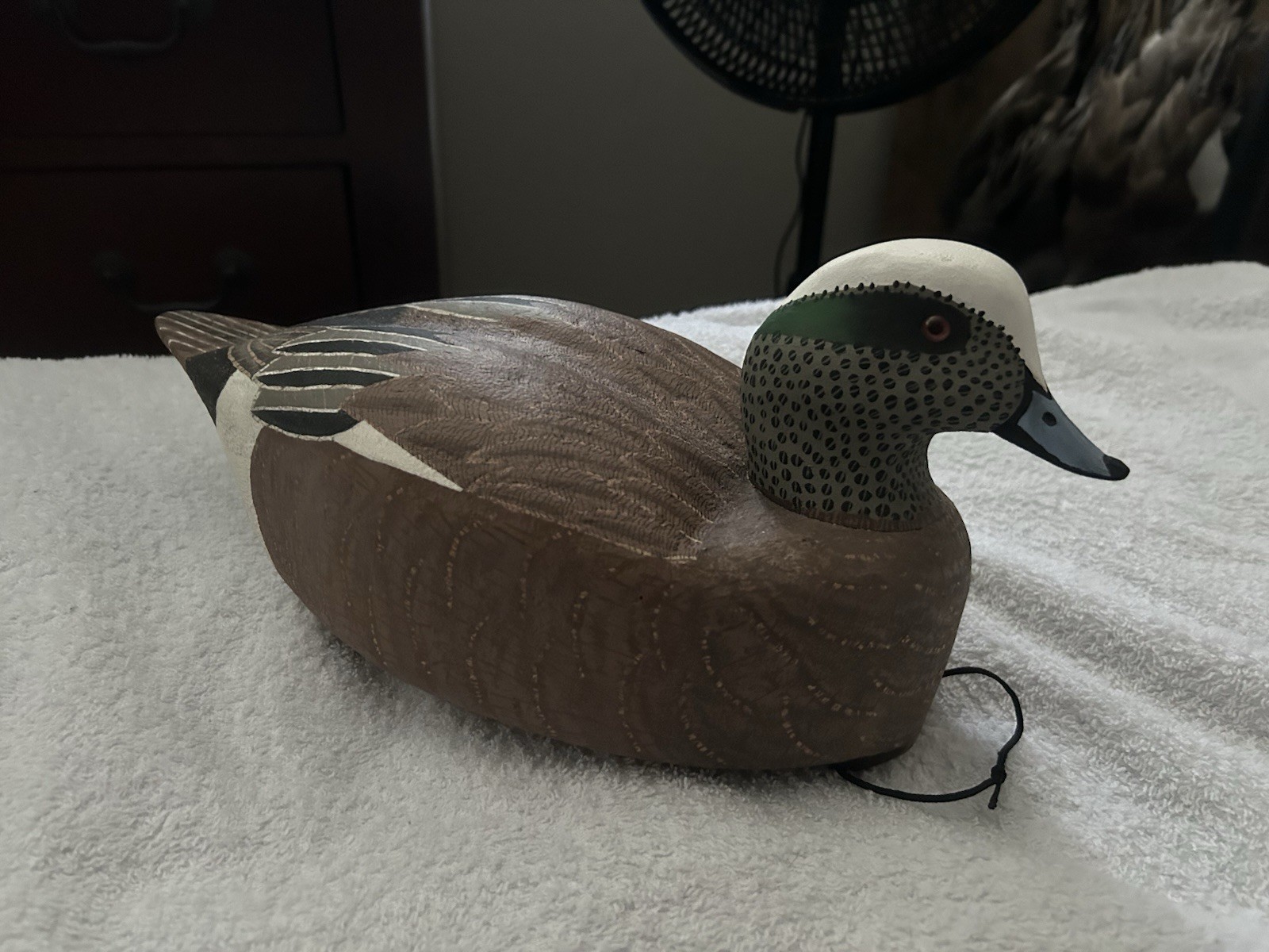 Handcarved handpainted cork drake Widgeon gunning duck decoy by Thomas Taber