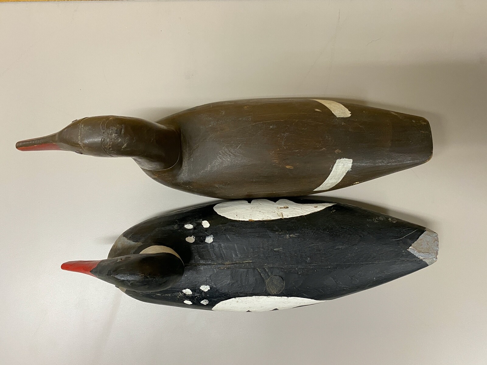 Excellent Pair of Red Breasted Merganser Duck Decoys,Canadian likely Nova Scotia