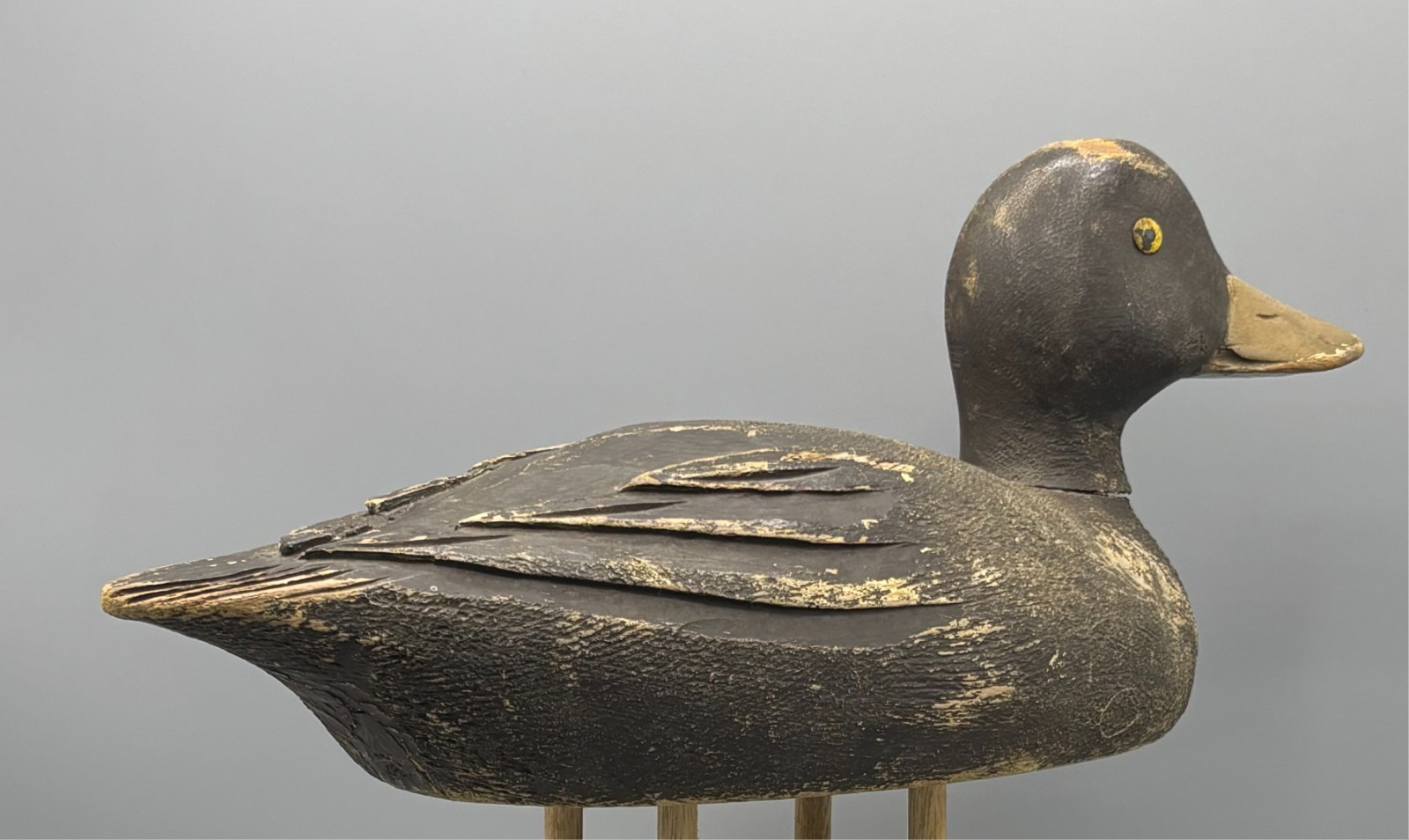 *ORIGINAL PAINT* *QUEBEC* WILLIE LEDUC (1886-1968) ANTIQUE WOODEN DUCK DECOY