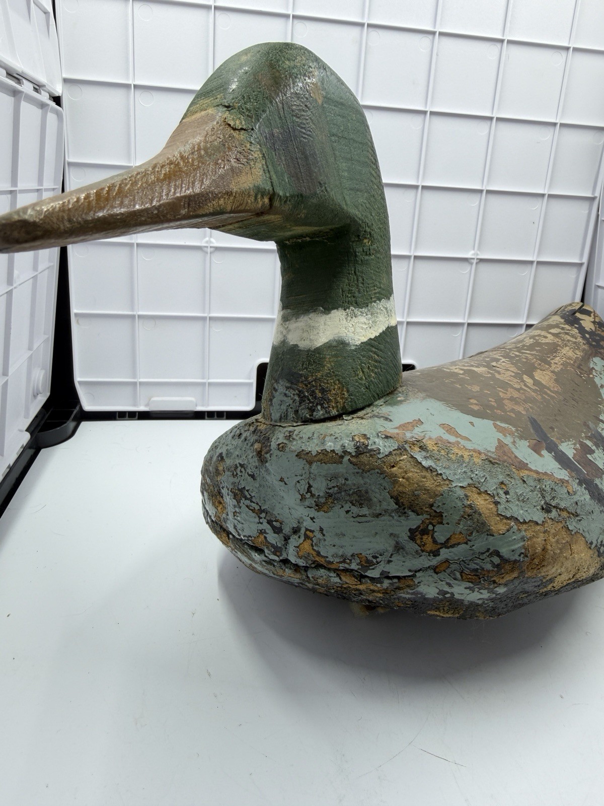 Antique Currituck NC Wooden Duck Decoy Fluted Tail Mallard Drake VTG Folk Art