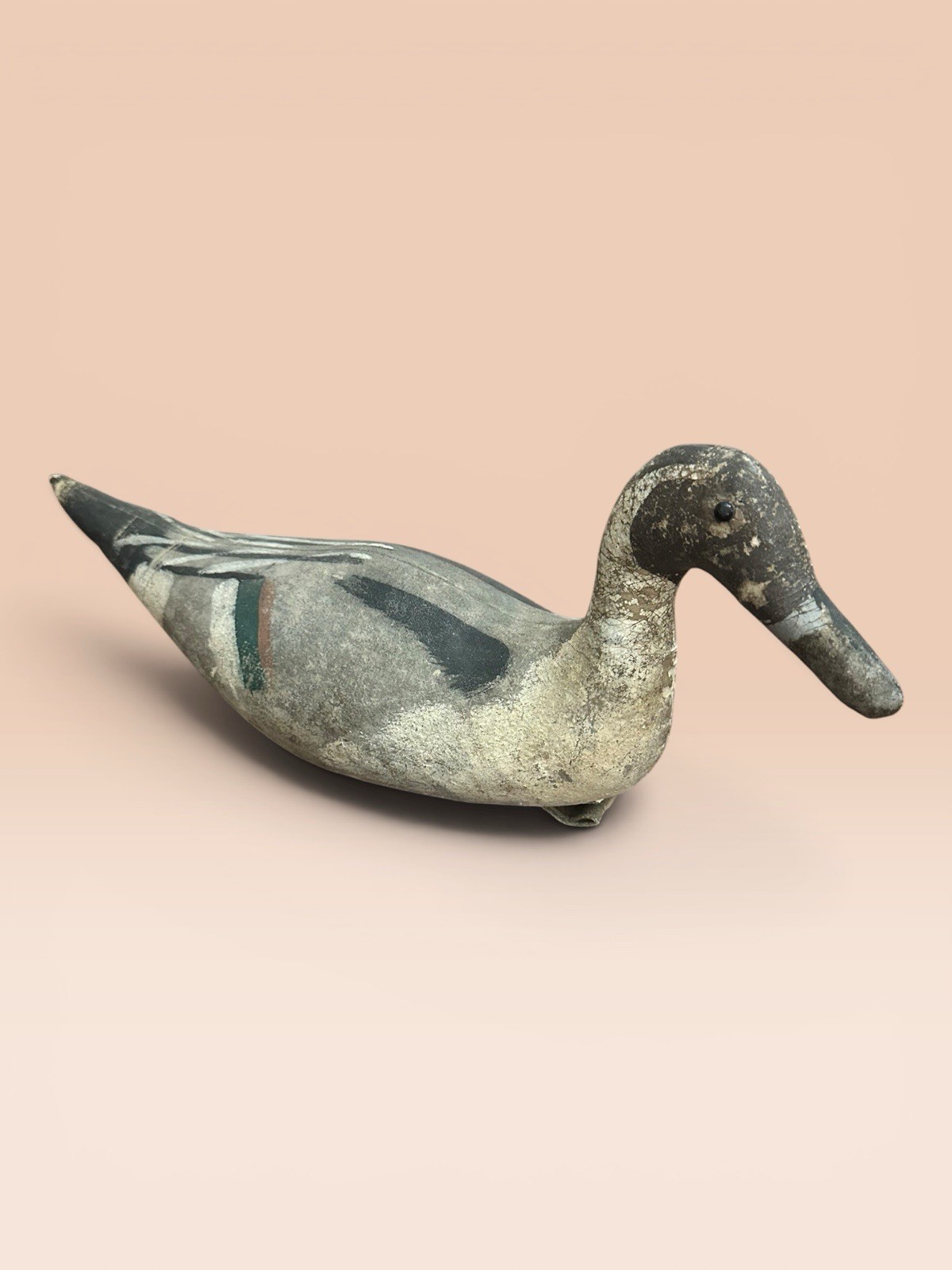 Vintage Hand Painted Cloth Canvas Pintail Drake Duck Decoy Glass Eyes Rare