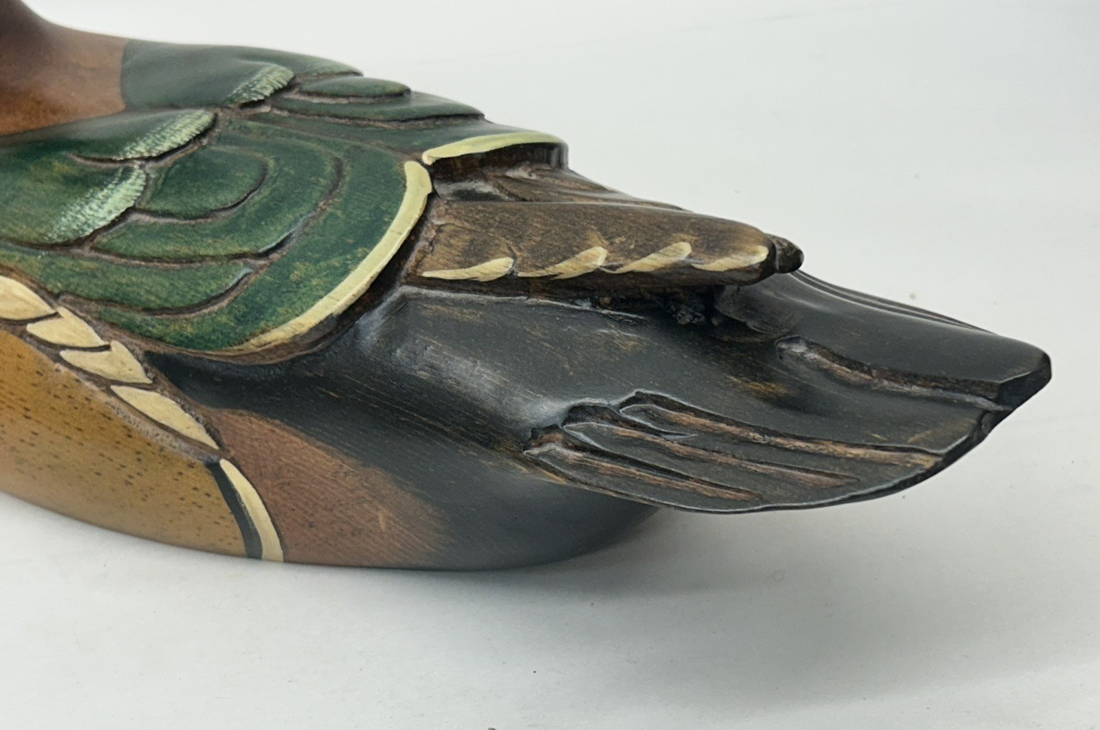 Vintage Wood Duck Drake Decoy Ducks Unlimited Signed Kristy Jones 16″