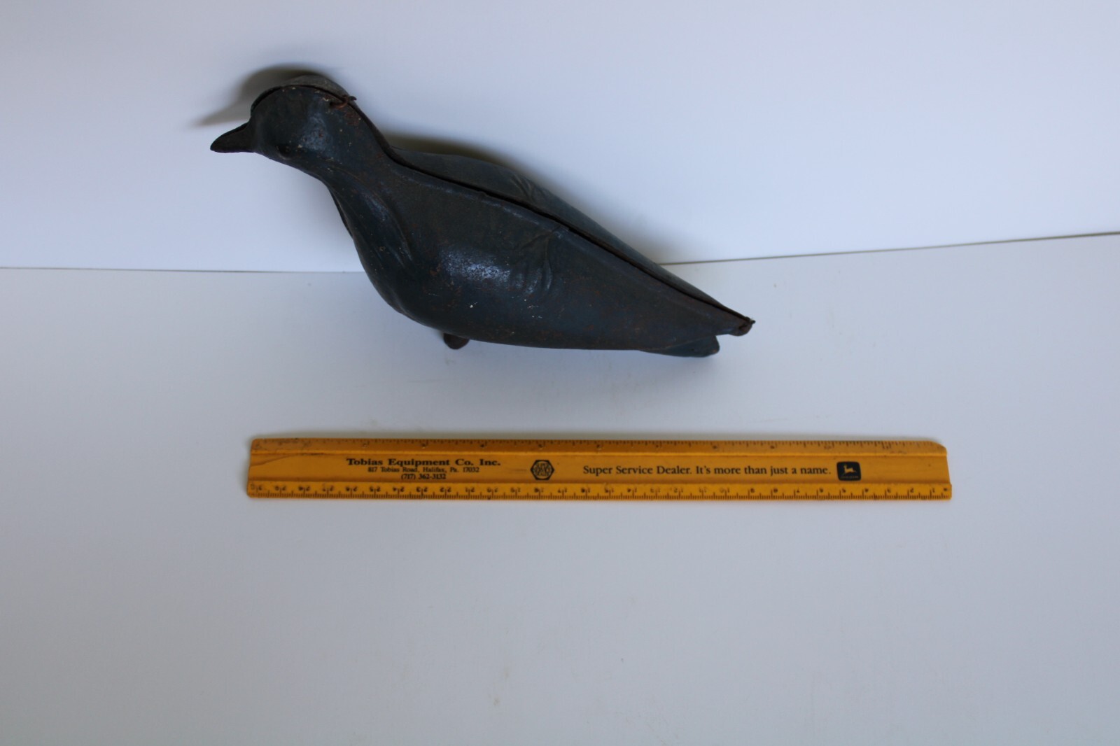 RARE Primitive Antique Folding Hinged Tin Shorebird Decoy, Green Paint
