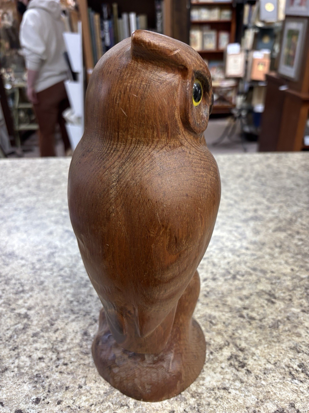 Vintage! RD LEWIS 1979 Wooden Owl Decoy 11″ tall.