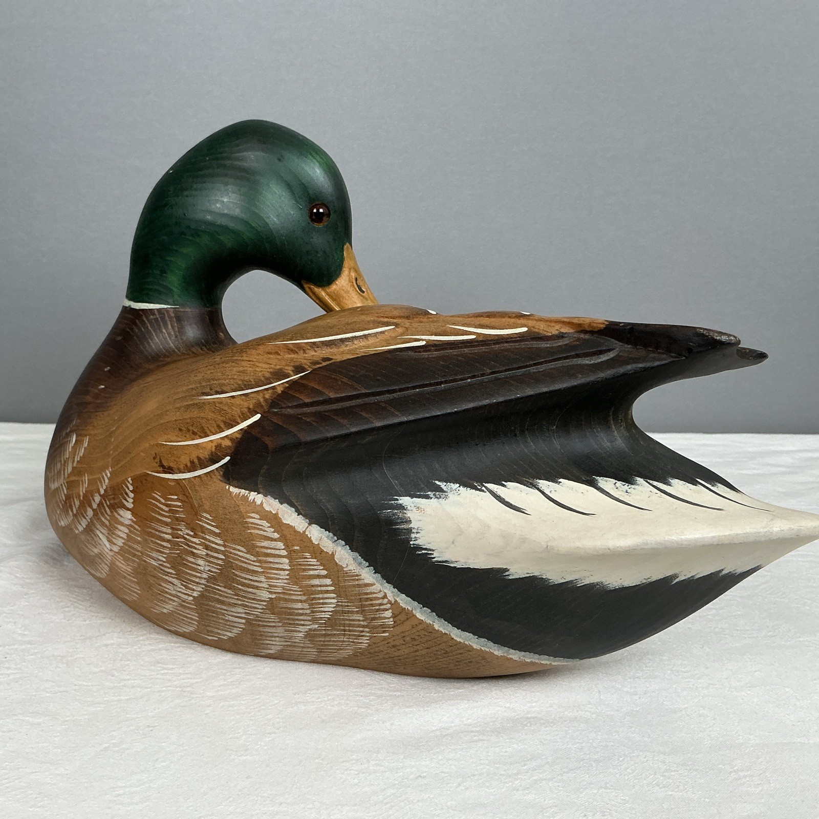 Vintage K.W. White Ducks Unlimited Mallard Duck Decoy Signed Numbered