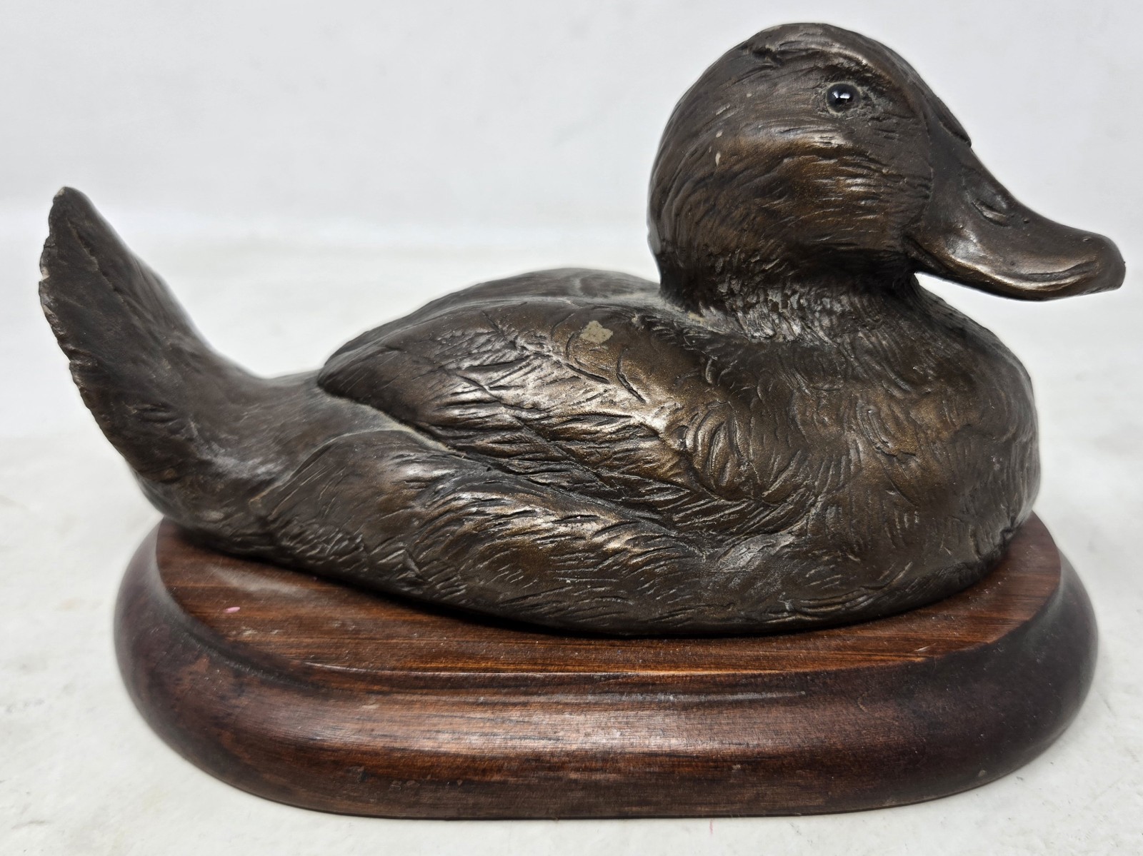 Vintage Duck Decoy Chesapeake Bay Metal On Wood Stand Made In USA