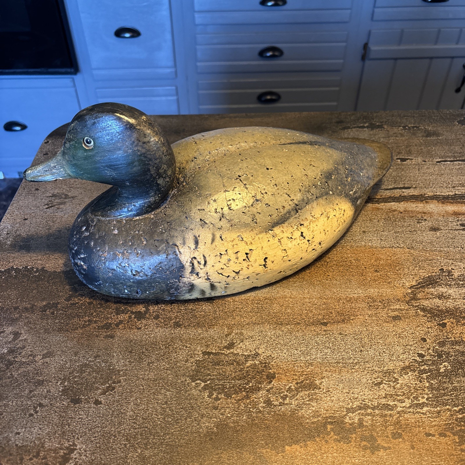 Vintage Original LL Bean Cork Body Duck Decoy Glass Eyes 16” long