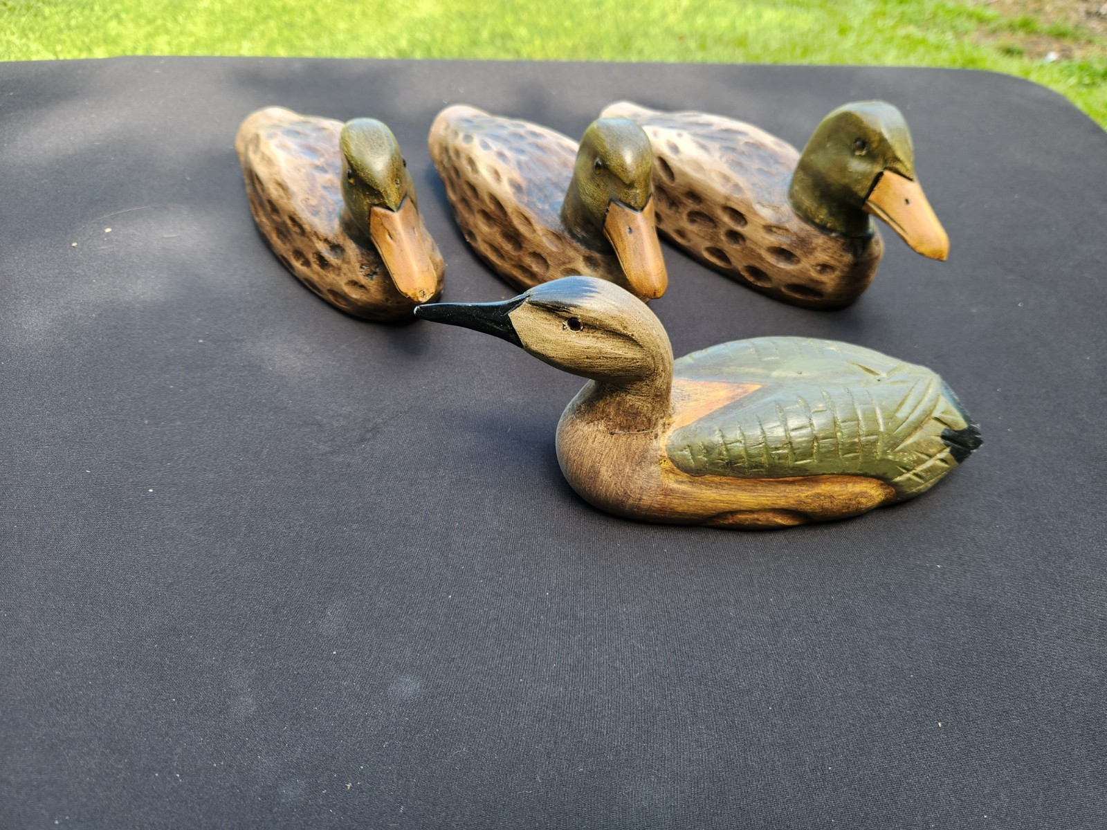 Duck Decoys Set of 4 Wood Mallard Waterfowl Hunting Accessories Decor Cabin Lake