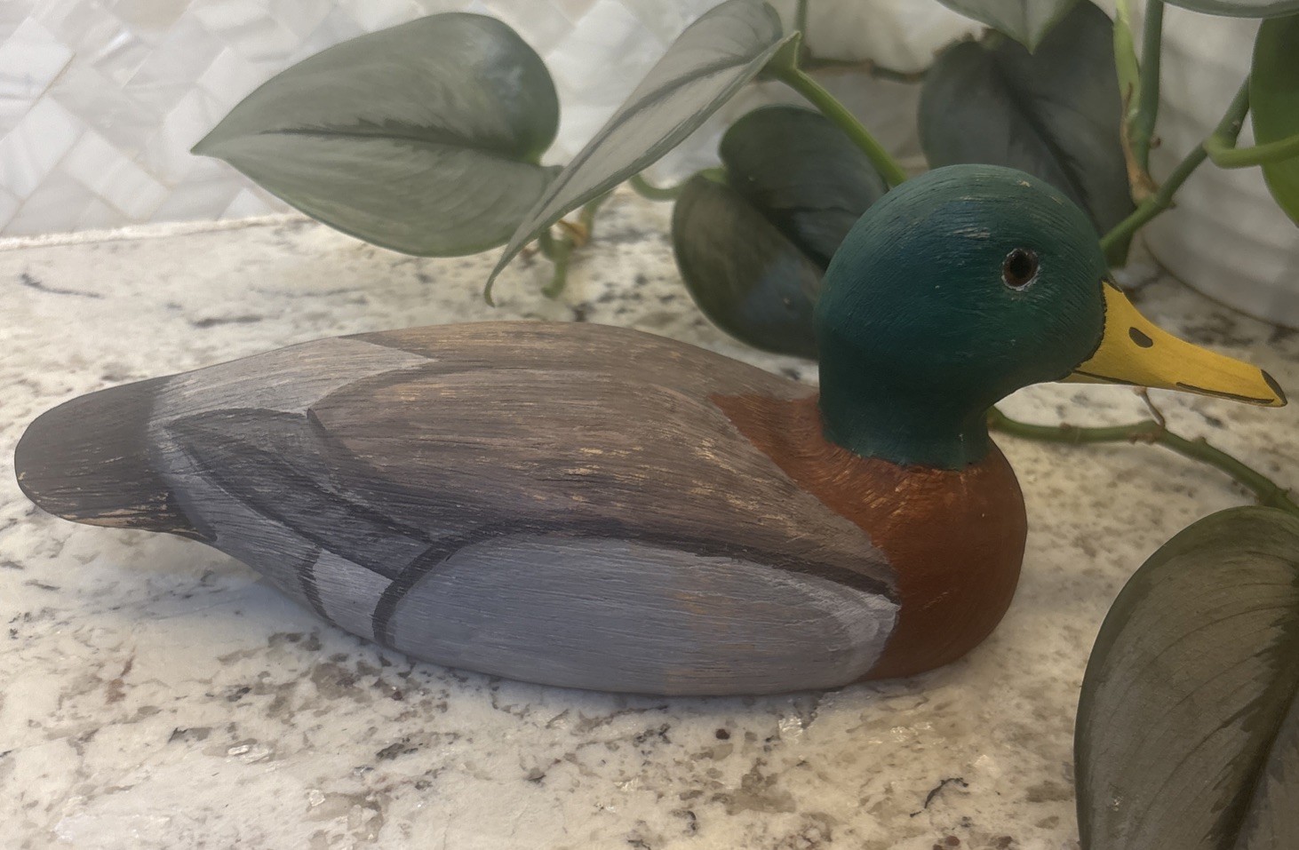 Vintage Mallard Duck Decoy Wood Carving Folk Art Guy Pillsman Signed “Ducksmith”