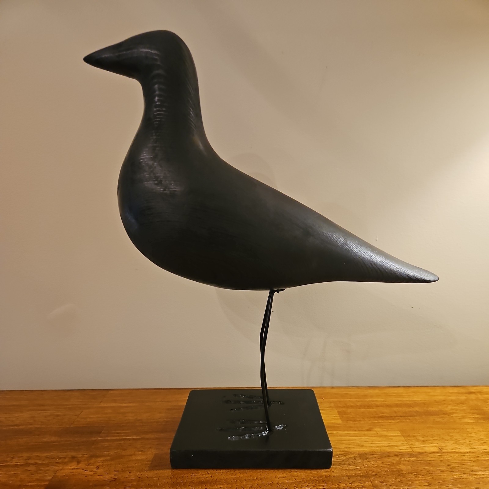 Vintage Crow Decoy, Hand Made, Solid Wood