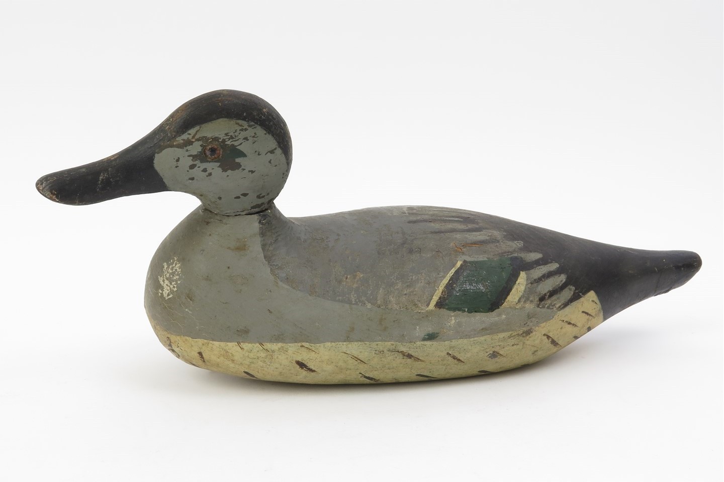 Vintage Wilber Bros Co. Glass Eye Hand Painted Wooden Pintail Drake Duck Decoy