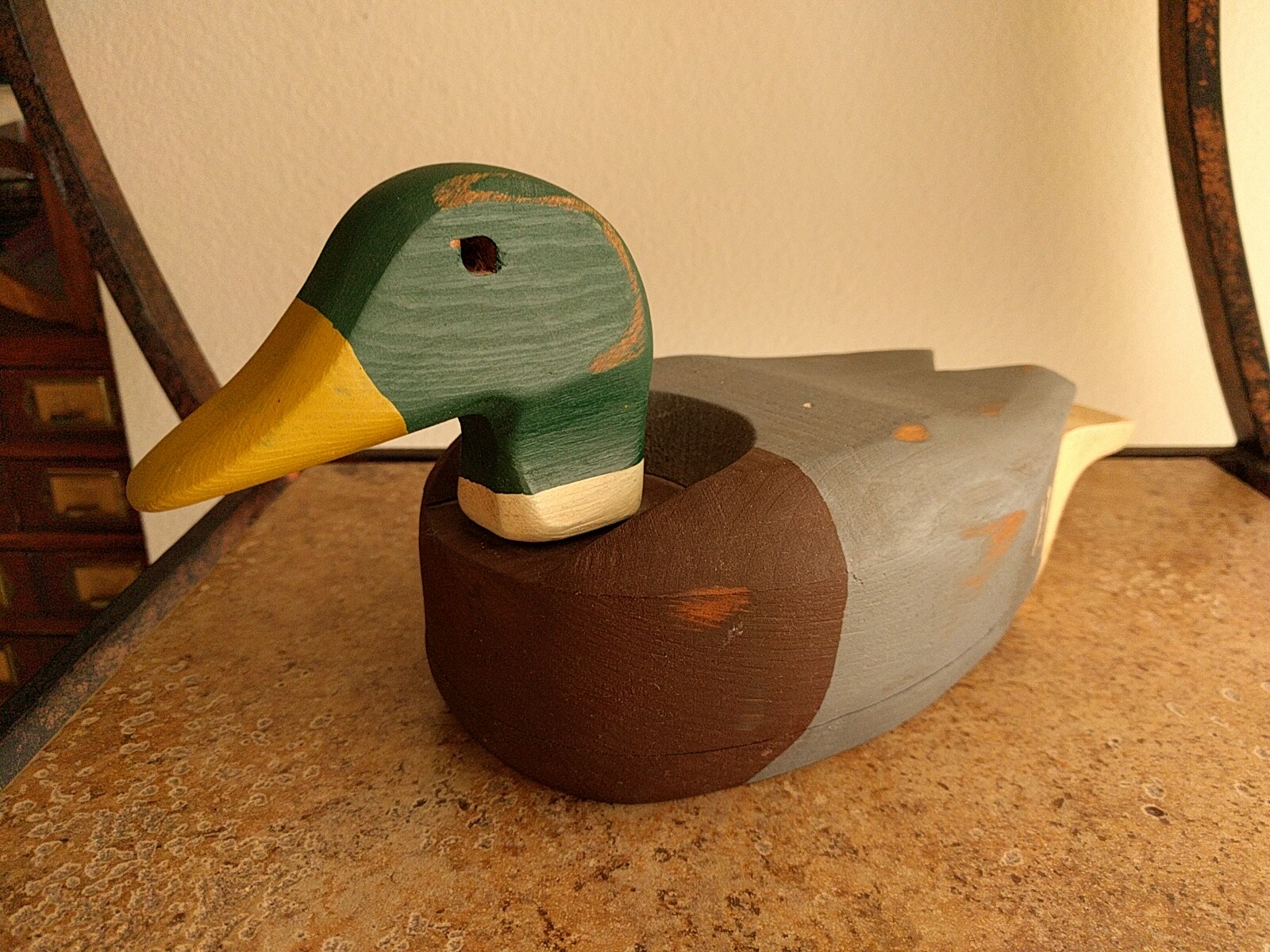 Vintage Hand Made Wood Duck Decoy Mallard Primitive Folk Art 12-1/4″