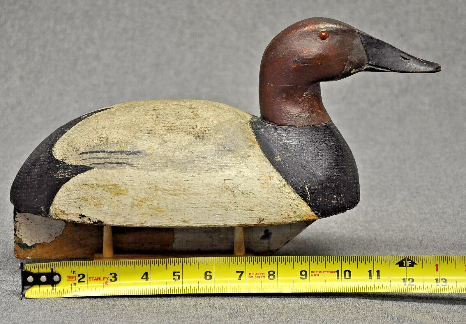 VINTAGE RARE ED “ONE ARM KELLIE” CANVASBACK drake duck decoy decoys TURTLE BACK