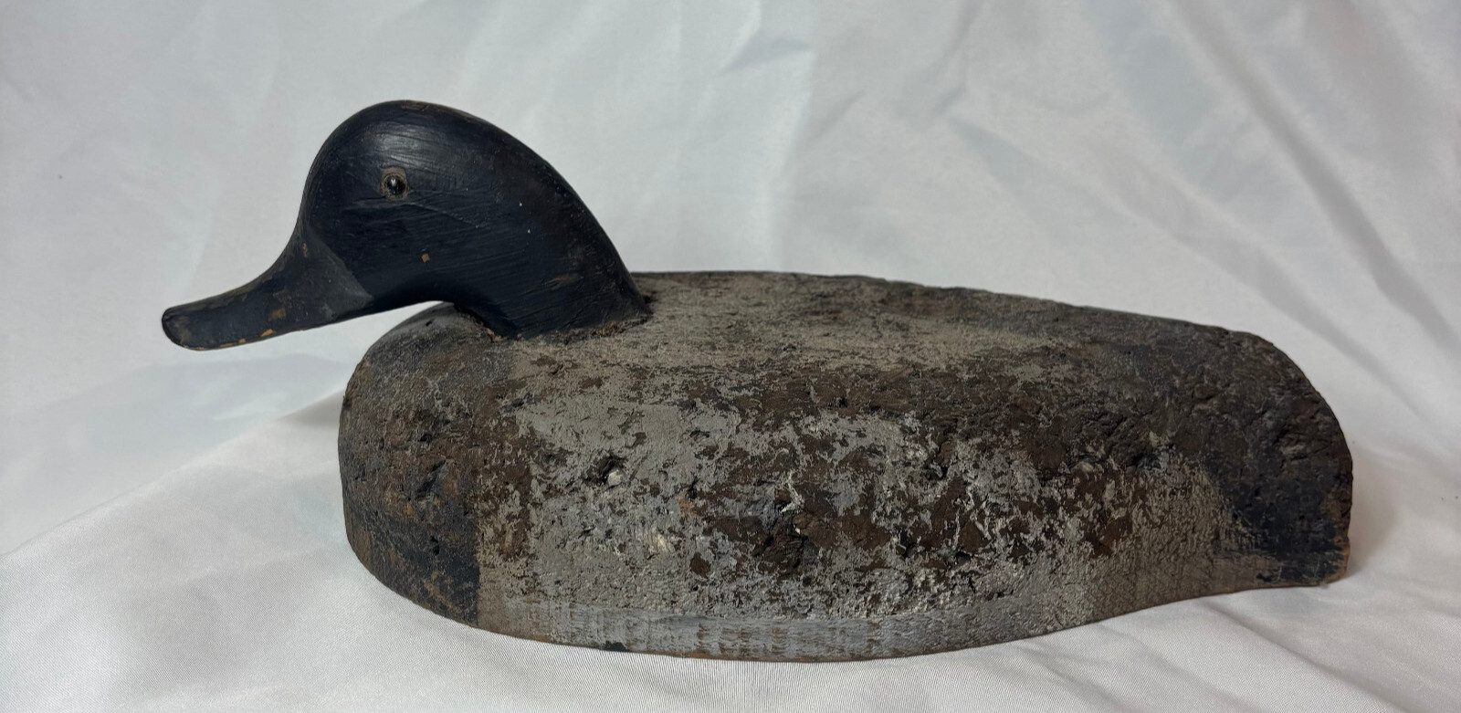 Antique Cork Duck Decoy Canvasback Wood Head Glass Eyes