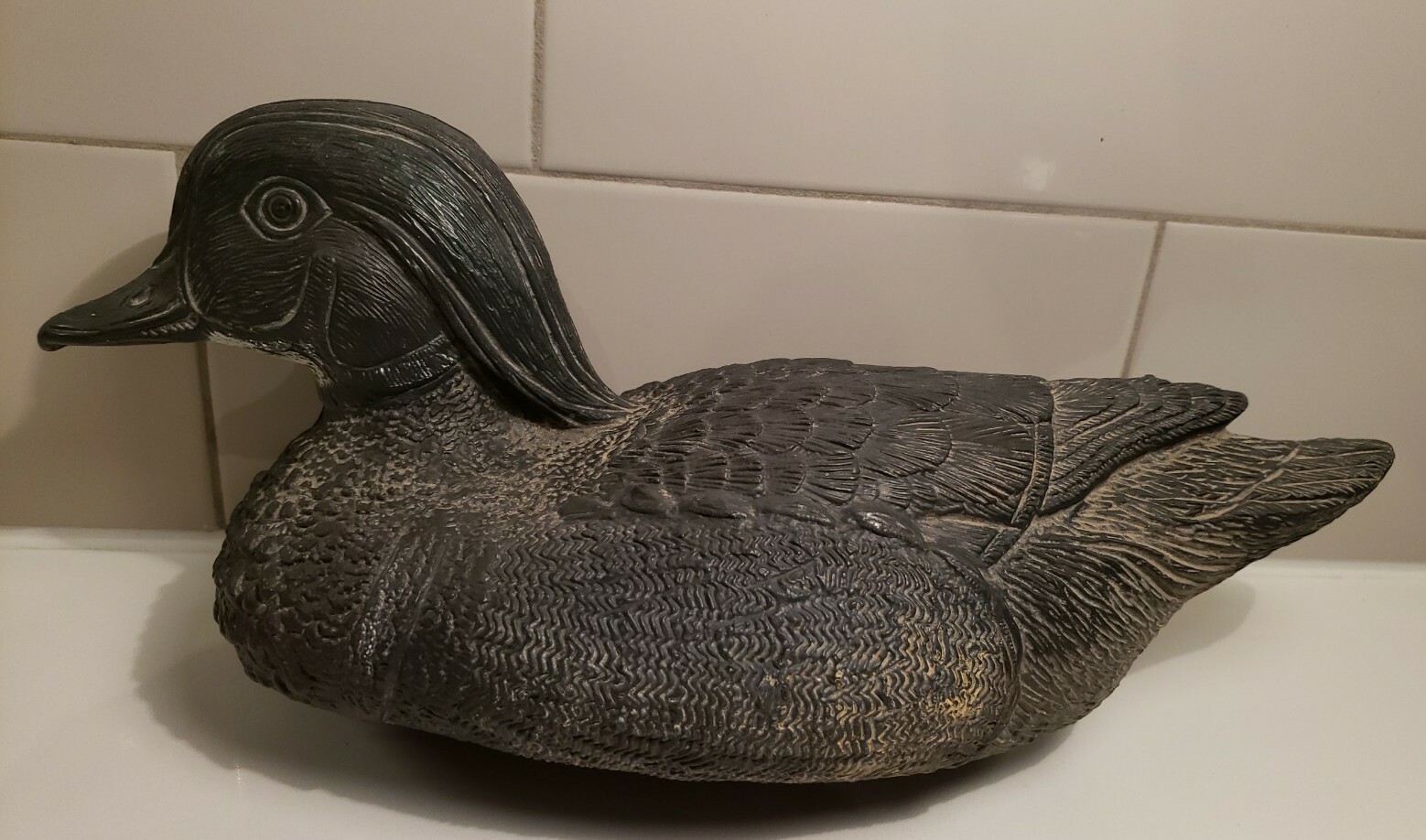 VTG Sport Plast Decoy Wood Duck Drake Made in Italy Plastic 12″