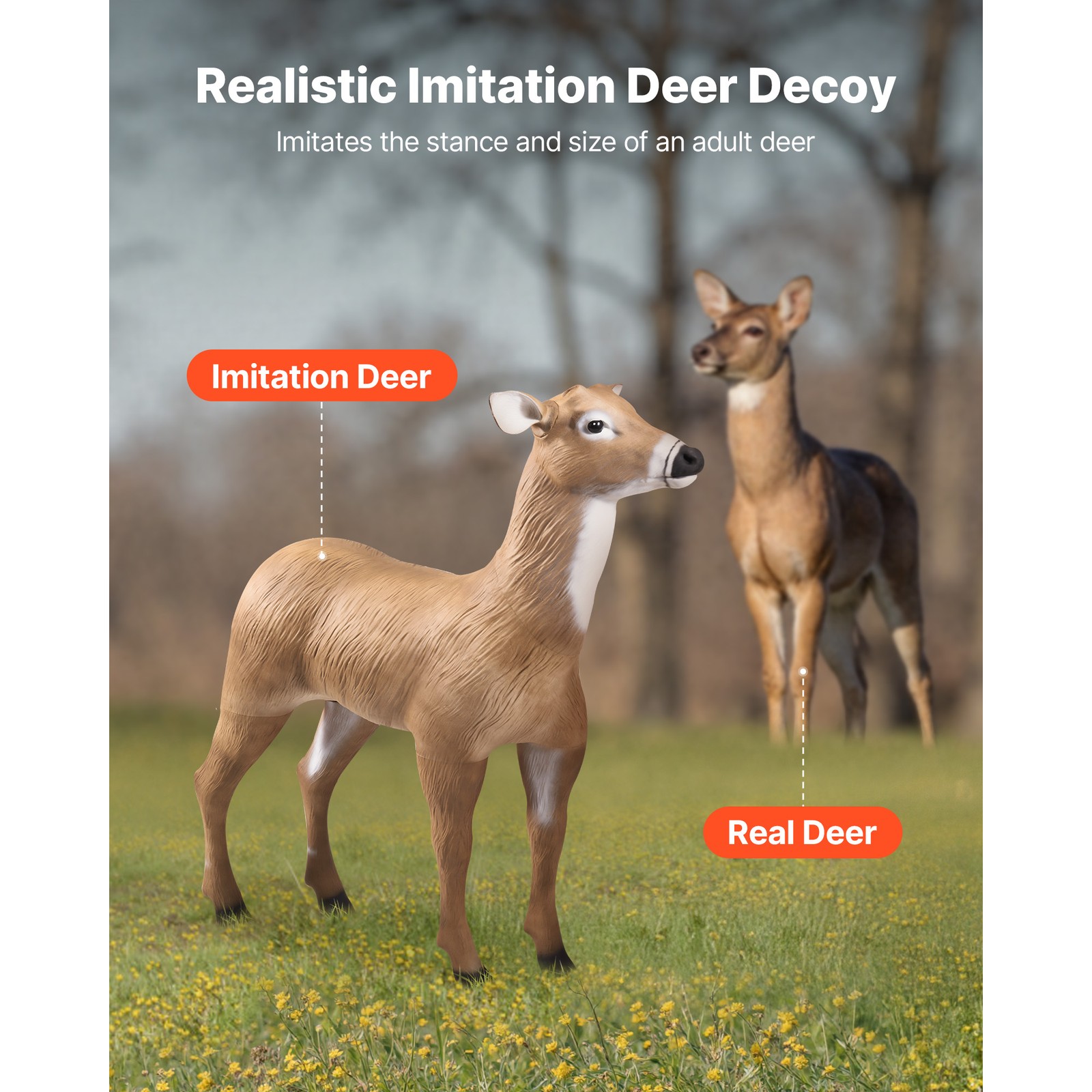 Uimoso Realistic Outdoor Deer Decoy with Foldable Legs for Hunting, 1-Pack