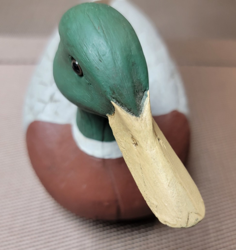 Vintage Wood Mallard Drake Duck Hand Carved Painted Signed by Leonard 9498