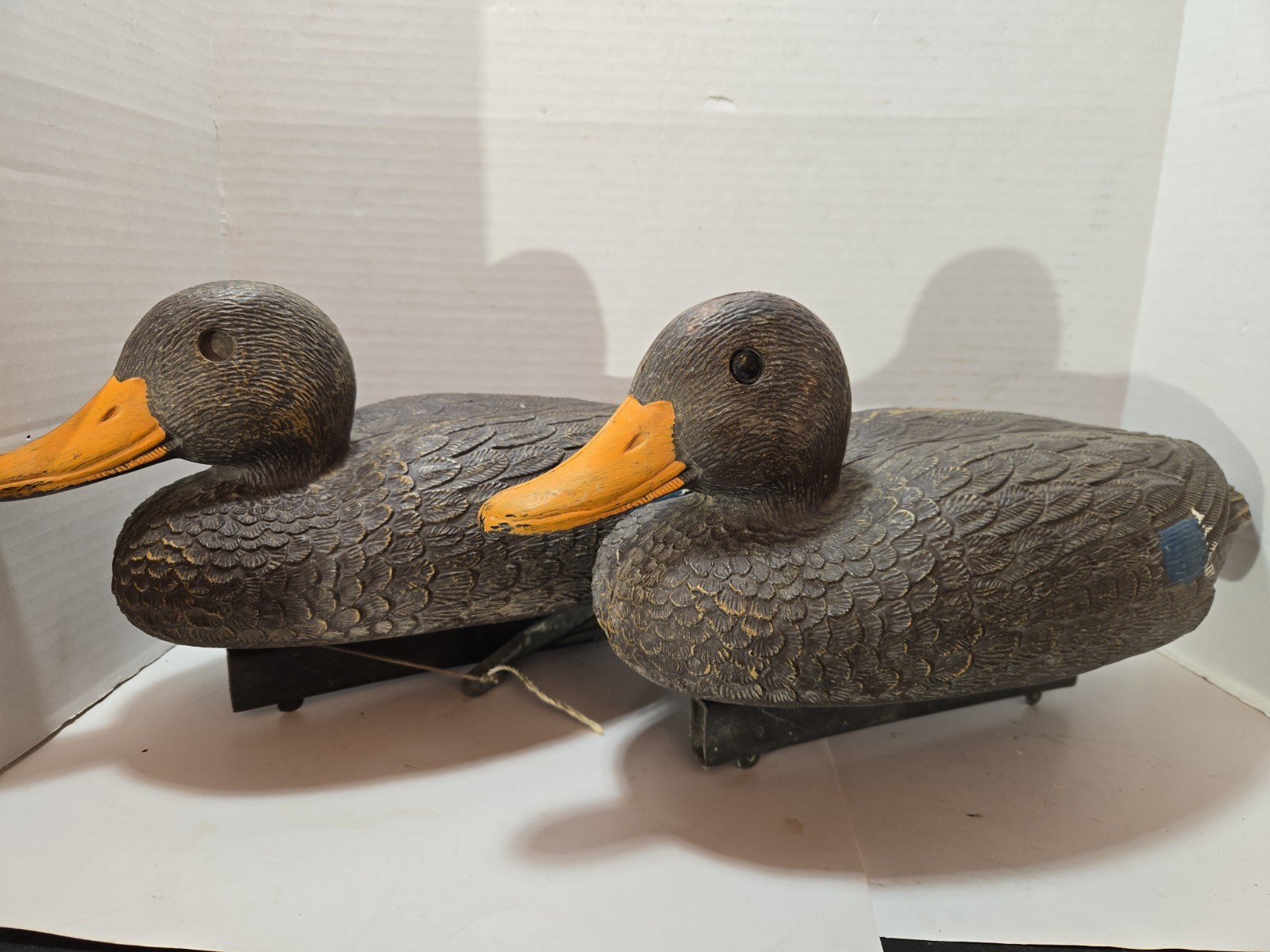 Lot Of 2 VNTG Flambeau Plastic Duck Decoys Hens 1980s Hunting Decorative USA