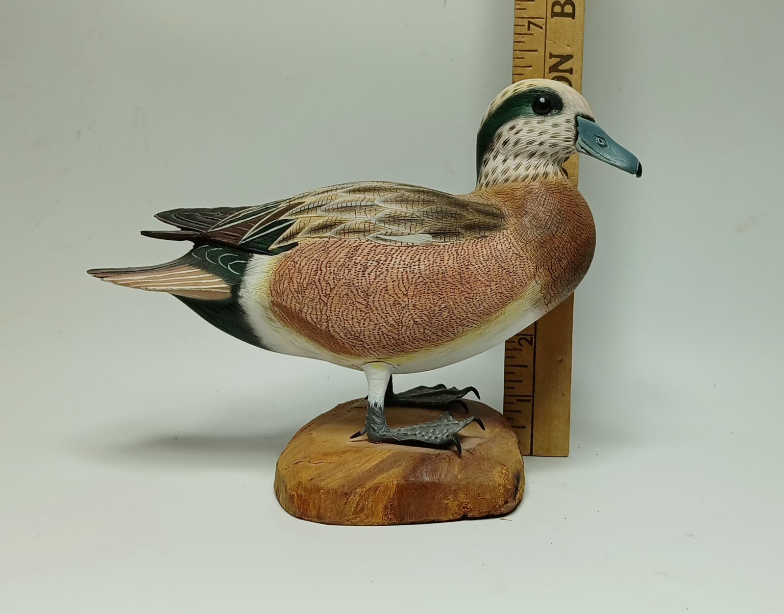 Vintage Original Signed Carved Painted Detailed Wooden Wigeon Duck Decoy Bird