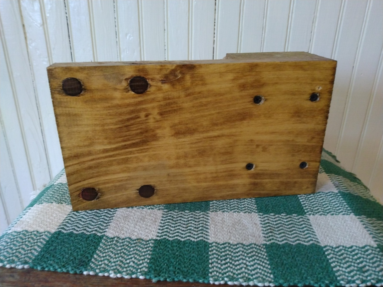 Handmade Rough Cut Wooden Duck Decoy Stand. Double Stand Holds Two Decoys