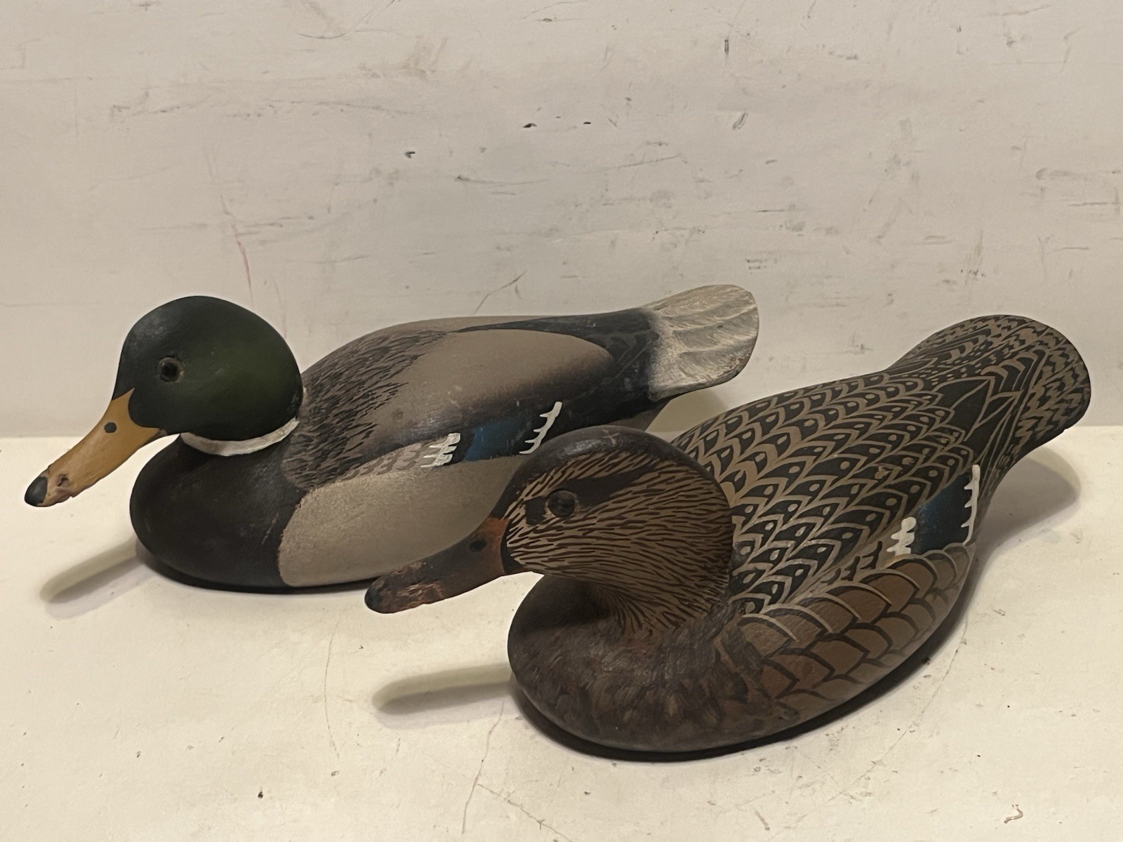 william cranmer half size mallard pair duck decoys vintage 1975