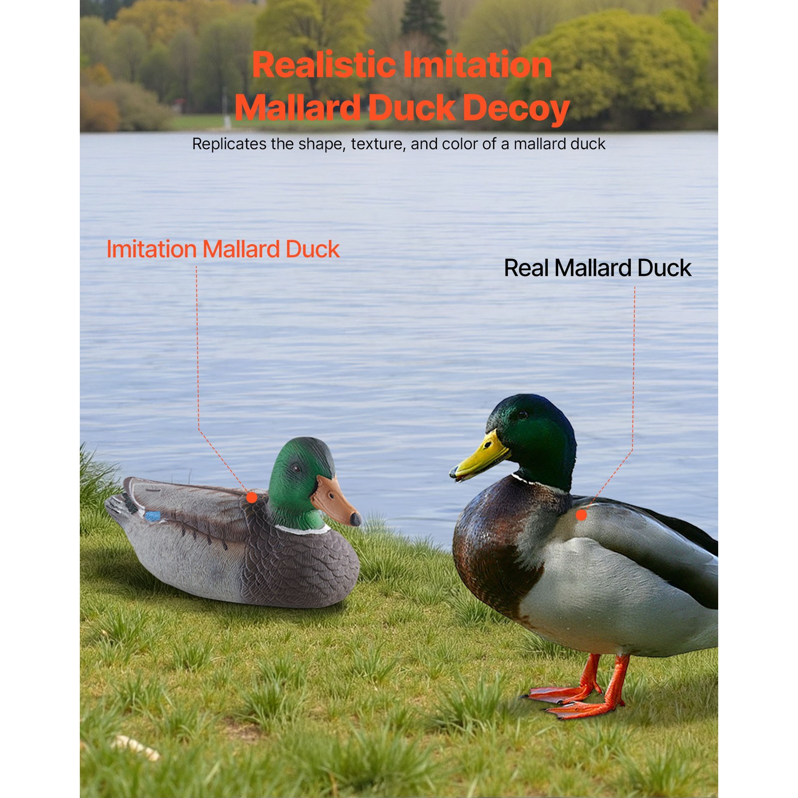 Duck Decoy Outdoor Teal Decoy Realistic Plastic Floating Duck for Hunting 6-Pack