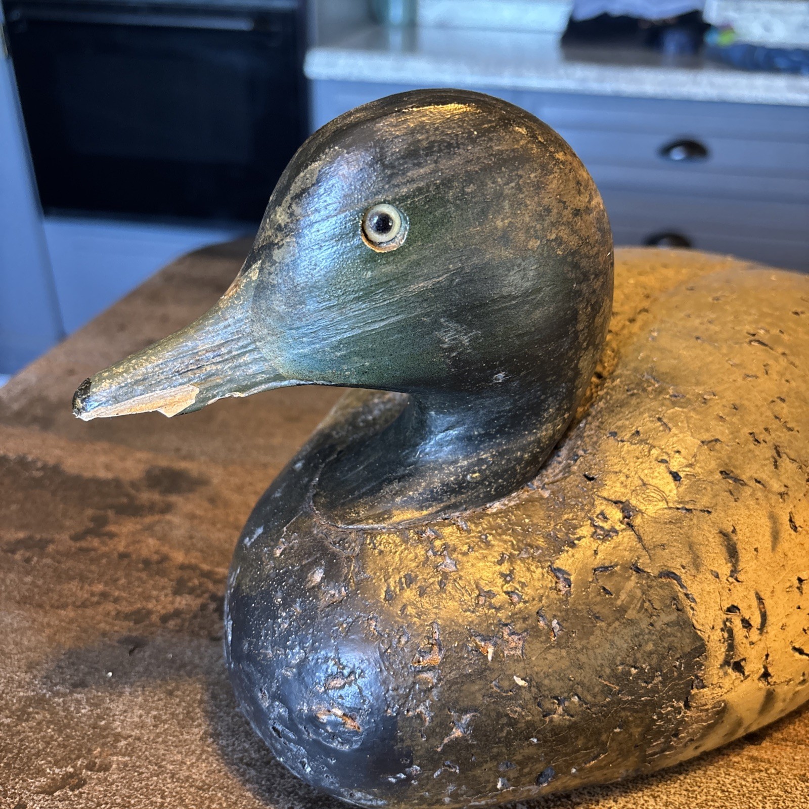 Vintage Original LL Bean Cork Body Duck Decoy Glass Eyes 16” long
