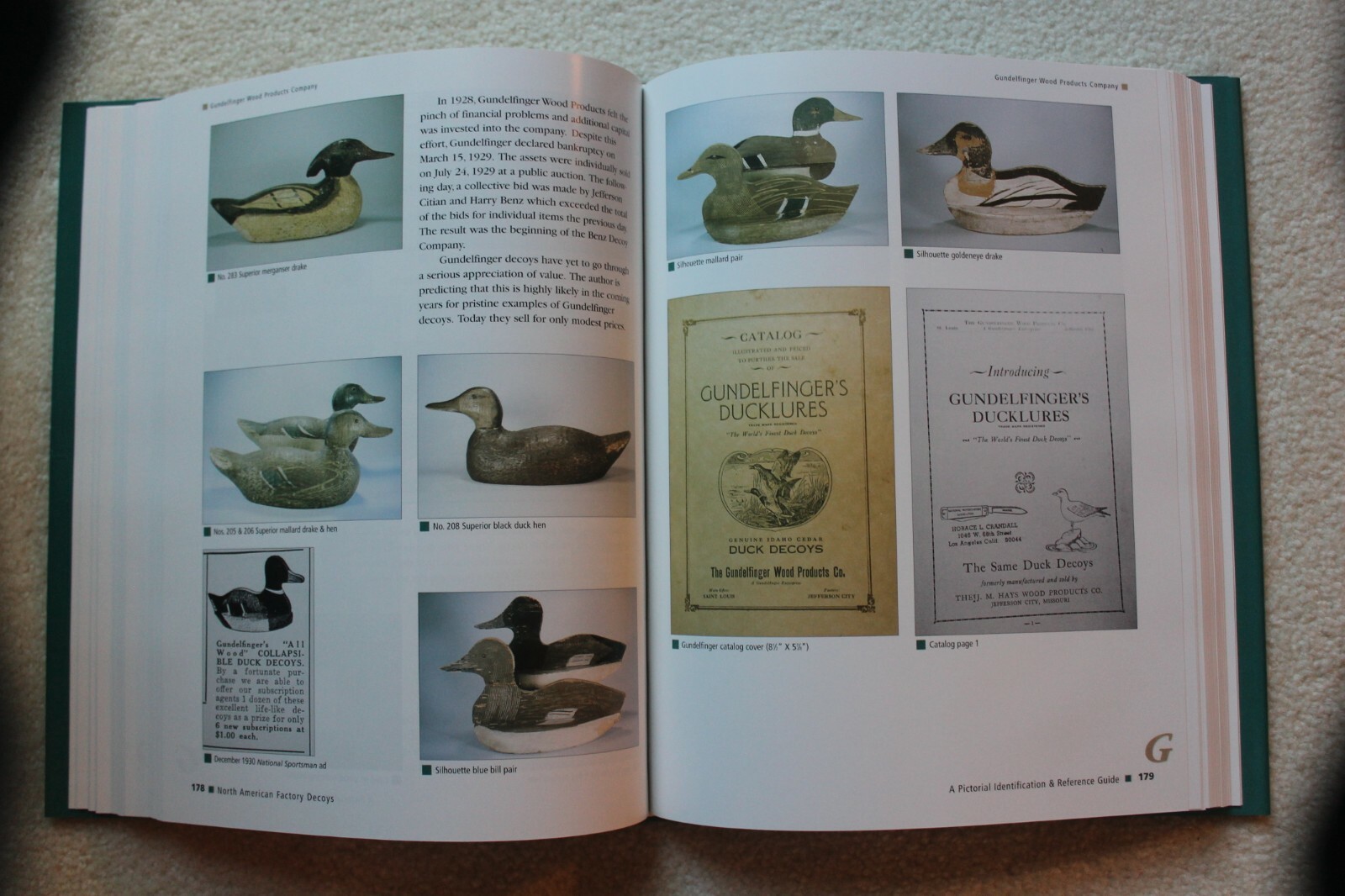Hardback factory duck and shorebird decoy pictorial identification book