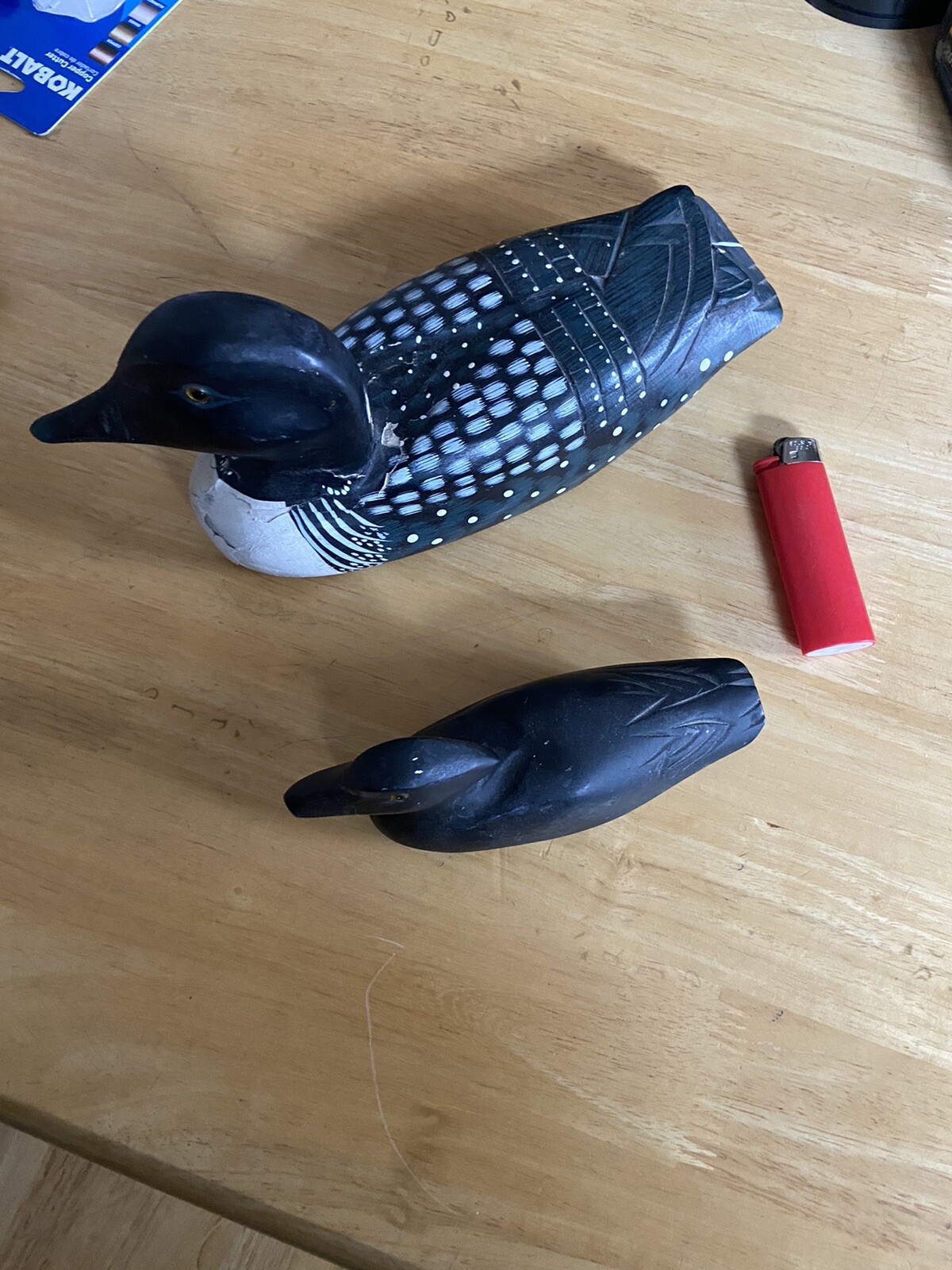 CARVED DUCK DECORATION BLACK HAND PAINTED , BUYER TAKES BOTH 🦆