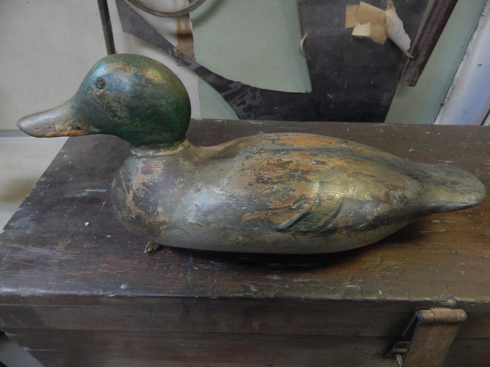 Vntg Duck decoy Mallard Drake decoy by Mason, Detroit, Mich. 1894-1924,