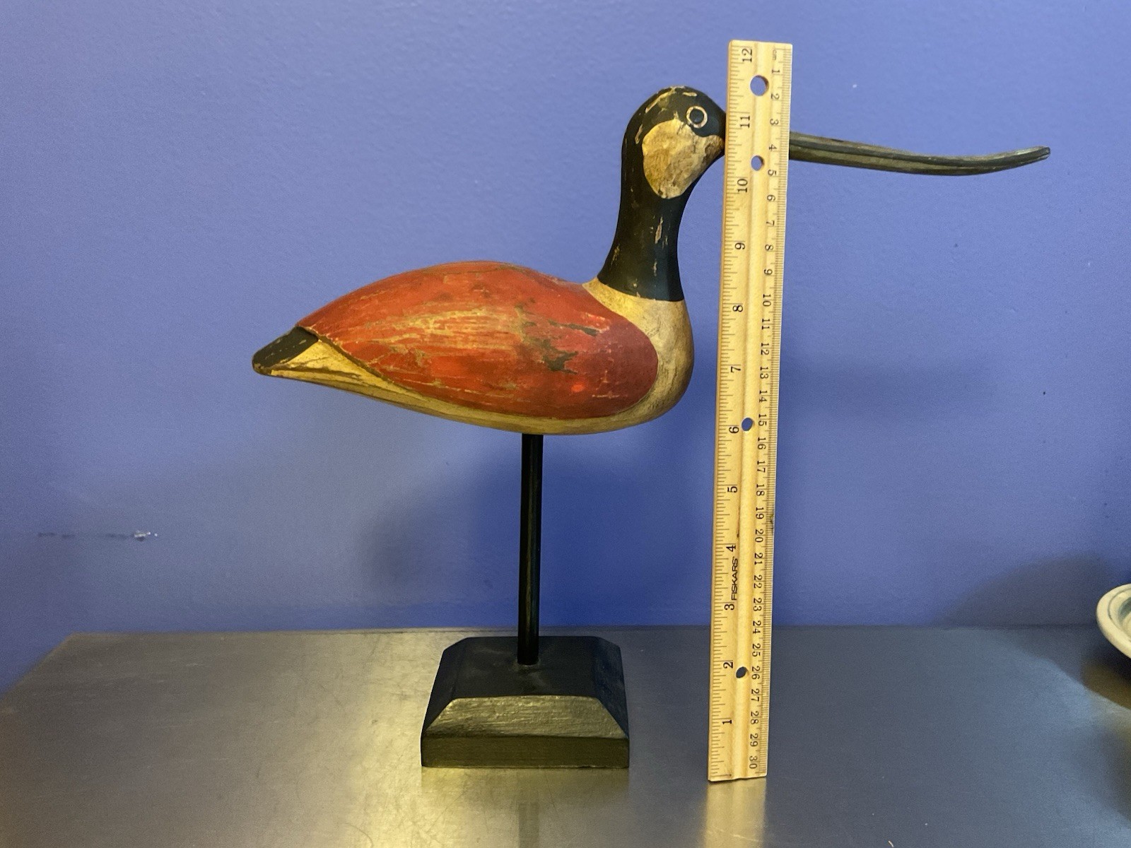Vintage/Antique Hand Carved Painted Shorebird Curlew Decoy 13 Inches
