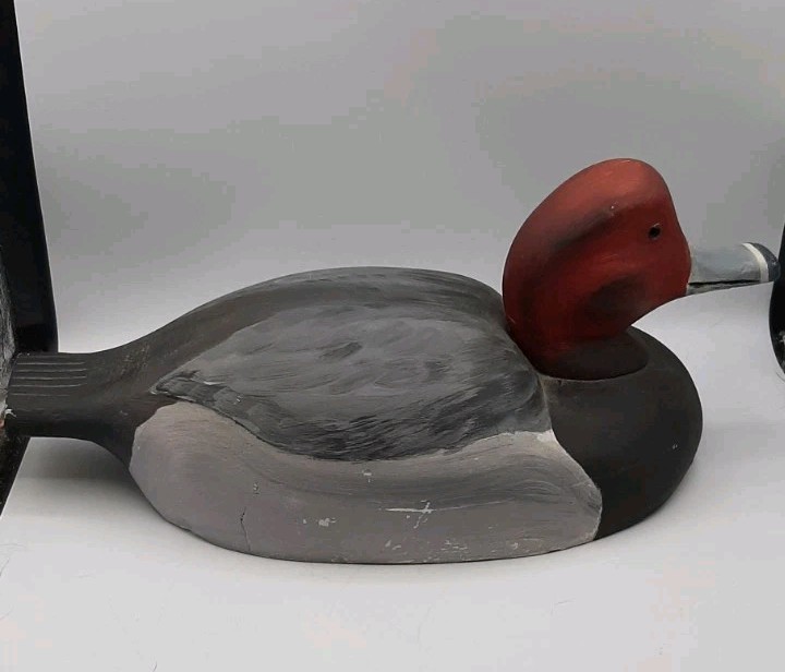 Vintage Hand Carved and Painted Wood Duck Decoy 14 1/4 In Long Farmhouse Decor