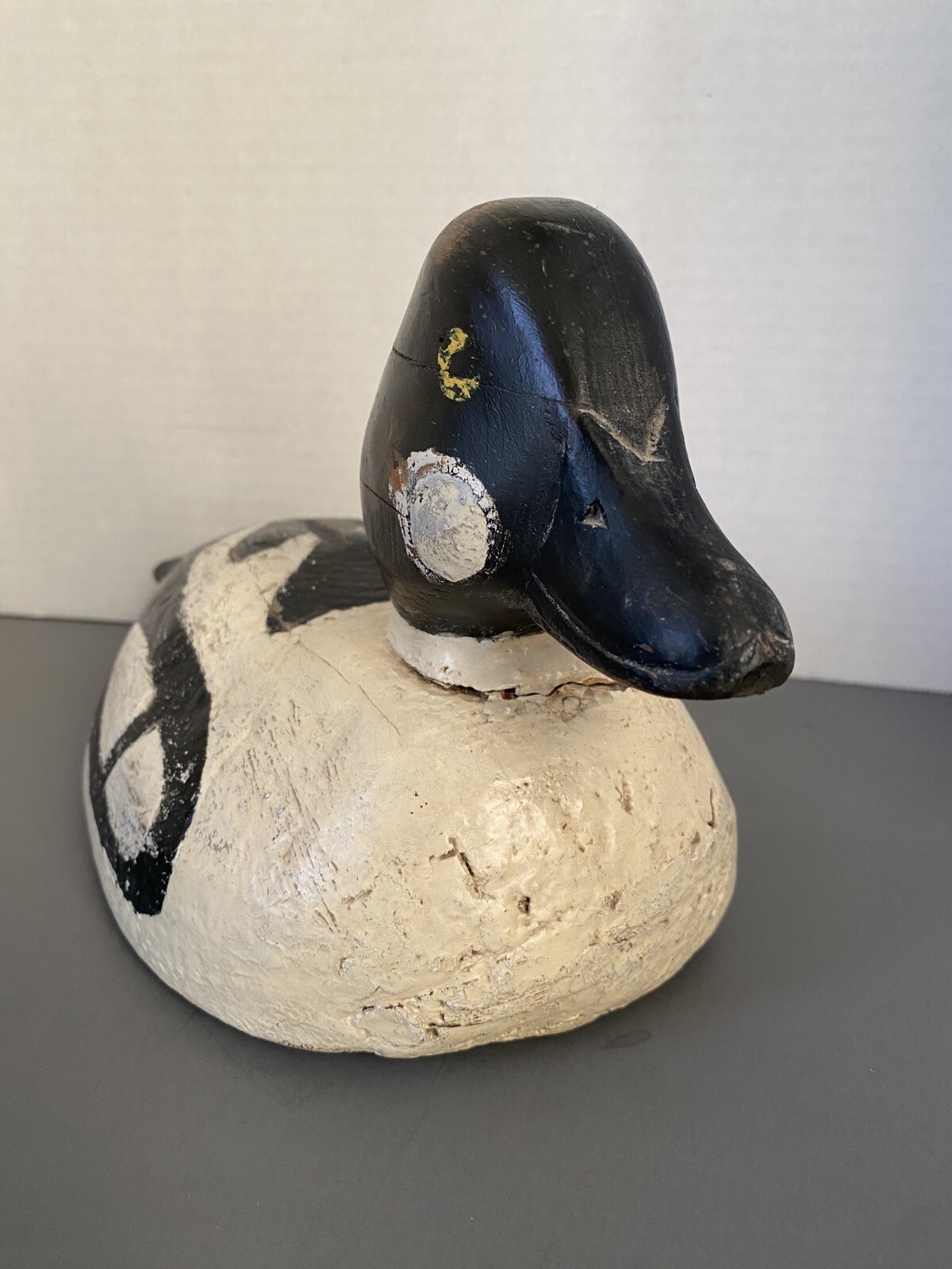 Vintage Primitive Goldeneye Duck Decoy w/Canadian Origins, Painted Eyes