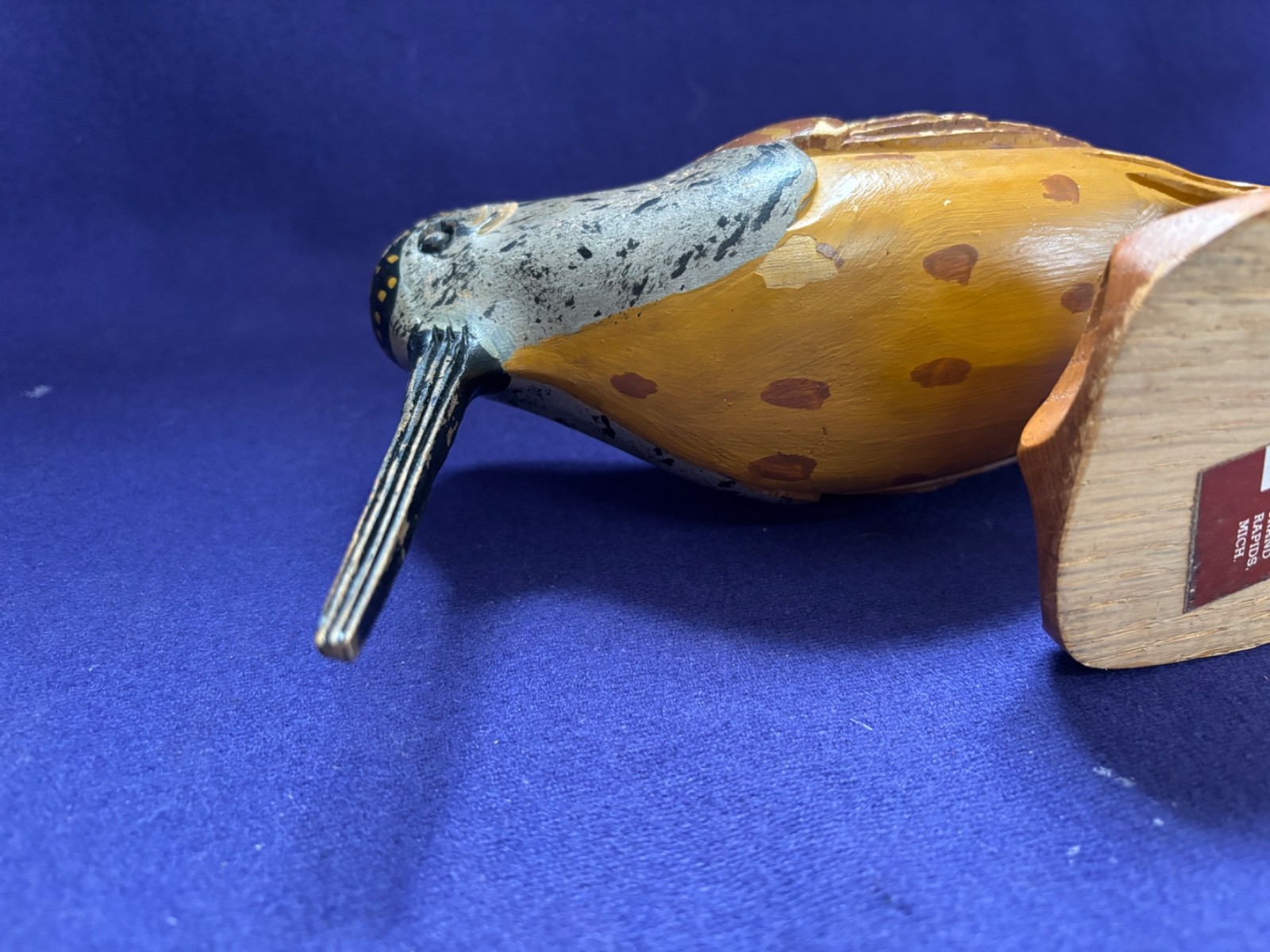 2 VINTAGE AMERICAN FOLKART BIRD CARVING SIGNED CARL FORSLUND WOODCOCK SHOREBIRD