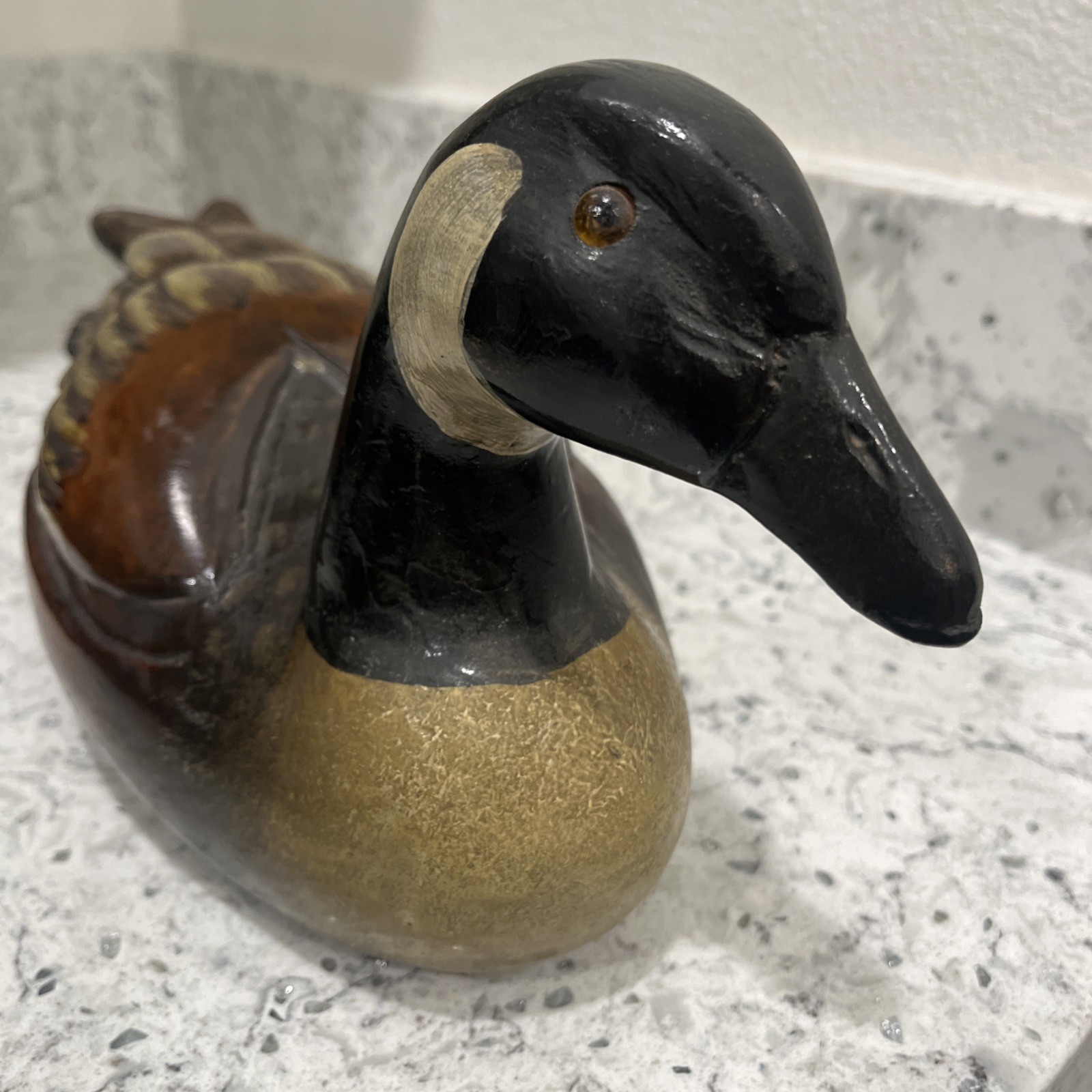 Vintage Handpainted Carved Wooden Canadian Goose Decoy Geese
