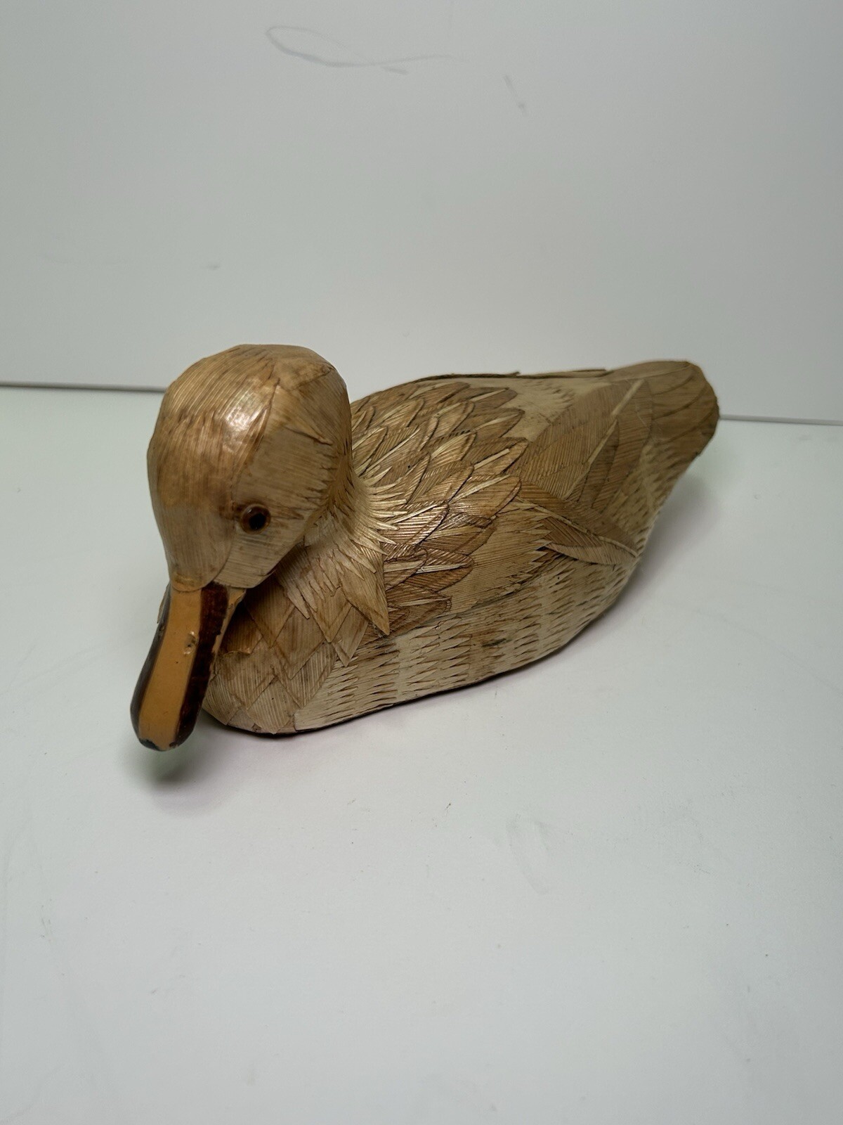 Vintage Hand Made Detailed Hay/straw Type Duck Decoy Sculpture Rare Decor