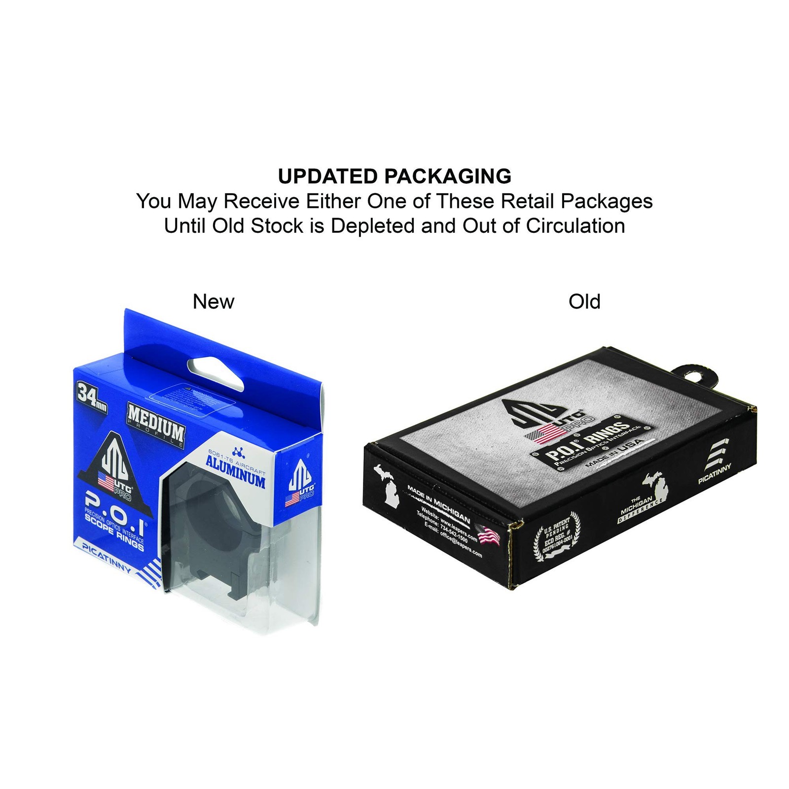Leapers RWU013415 Inc., UTG Pro P.O.I Picatinny Rings, 34mm Medium Profile, B…