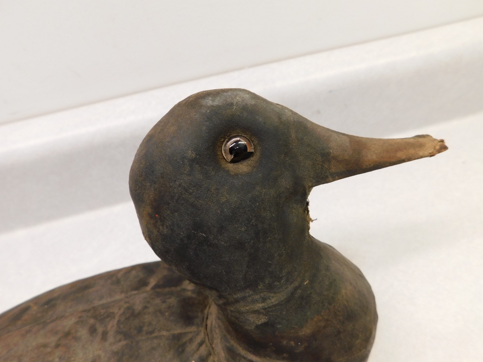 Antique Vintage Mallard Canvas Duck Decoy With Glass Eyes