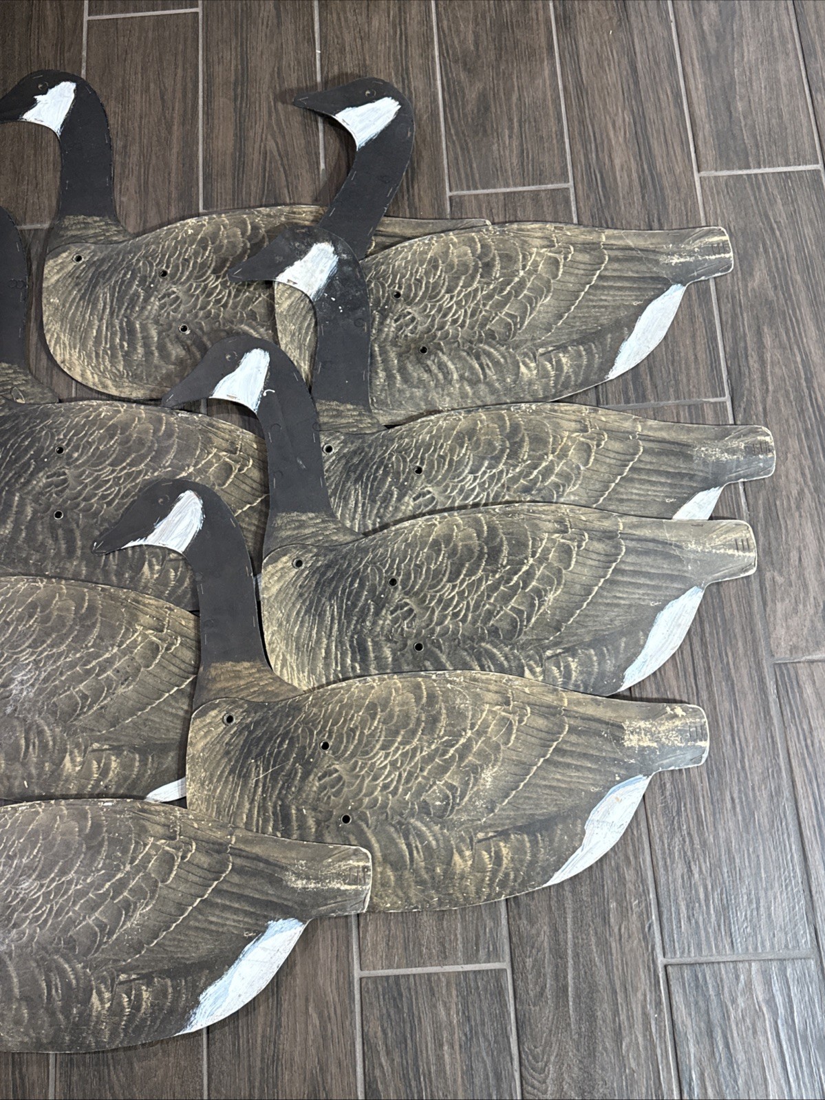 Antique Original Set of Folding Johnsons Goose Decoys, circa 1940 in Canvas Bag