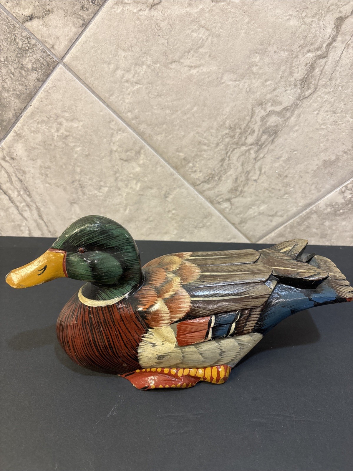 Hand Carved & Painted Wooden Duck Made In The Philippines