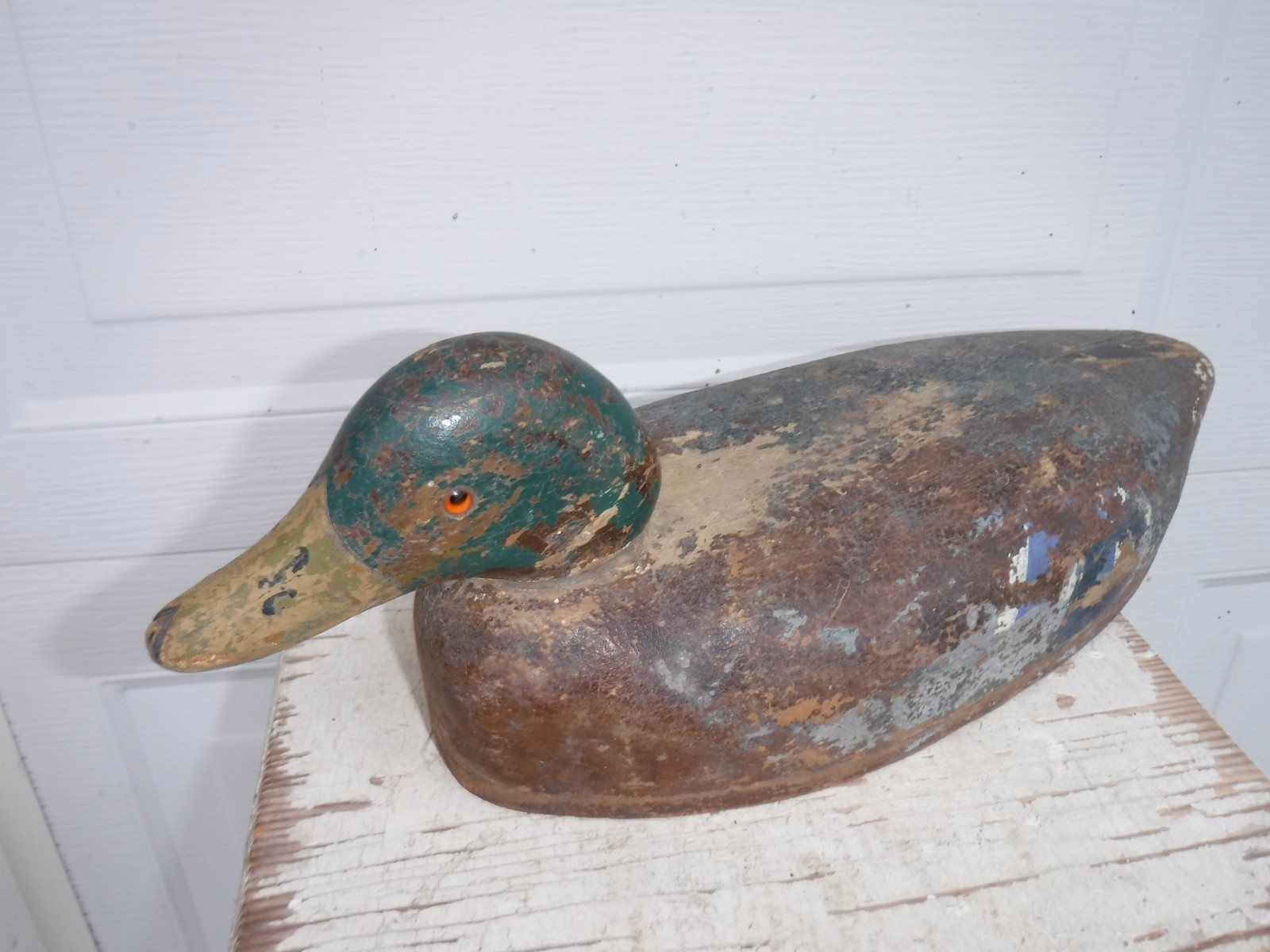 ANTIQUE WOOD DUCK DECOY GUN HUNTING DUCKS PAINTED MALLARD DECOYS GLASS EYES