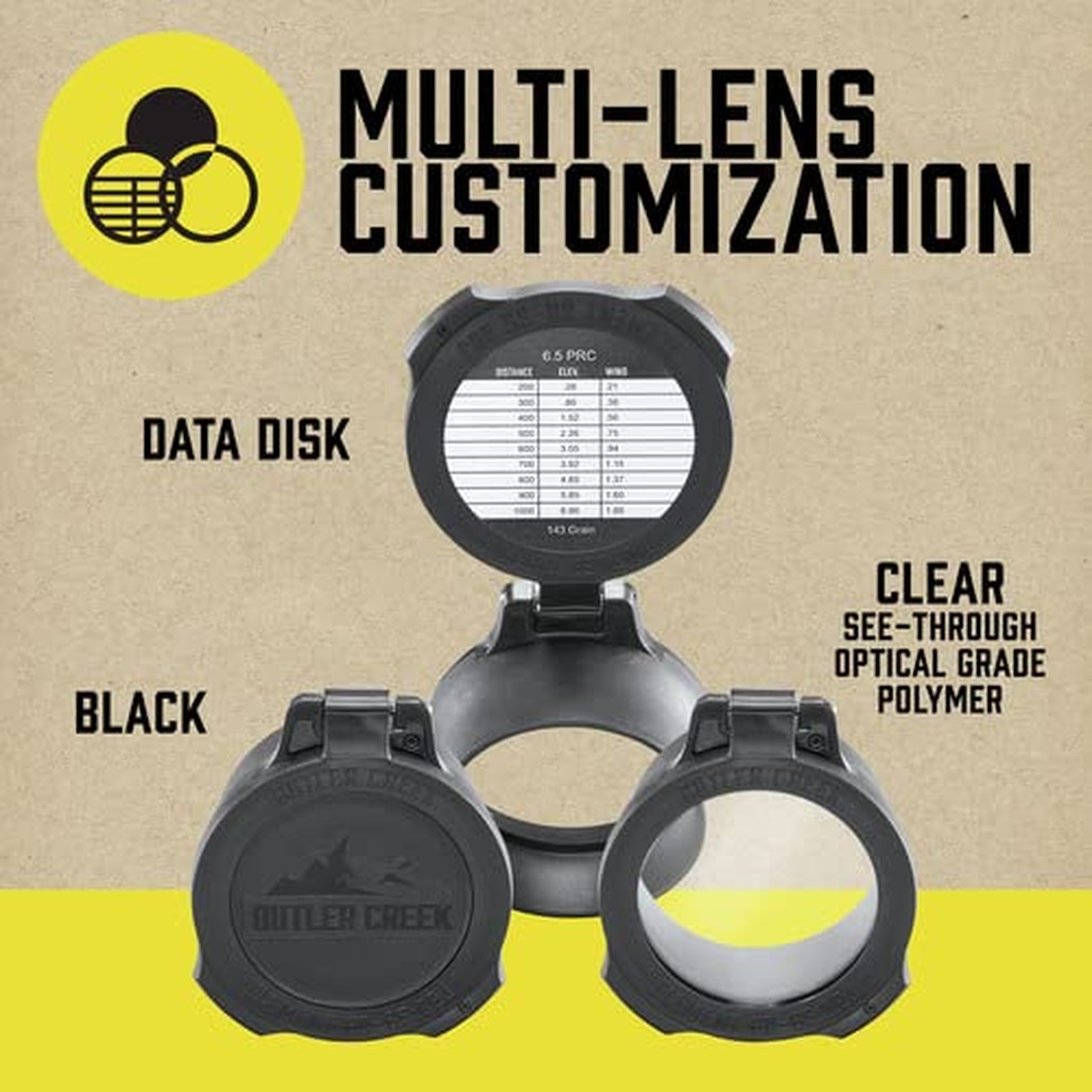 Butler Creek Element Scope Cap Objective 50mm, Black Riflescope Cap ESC50