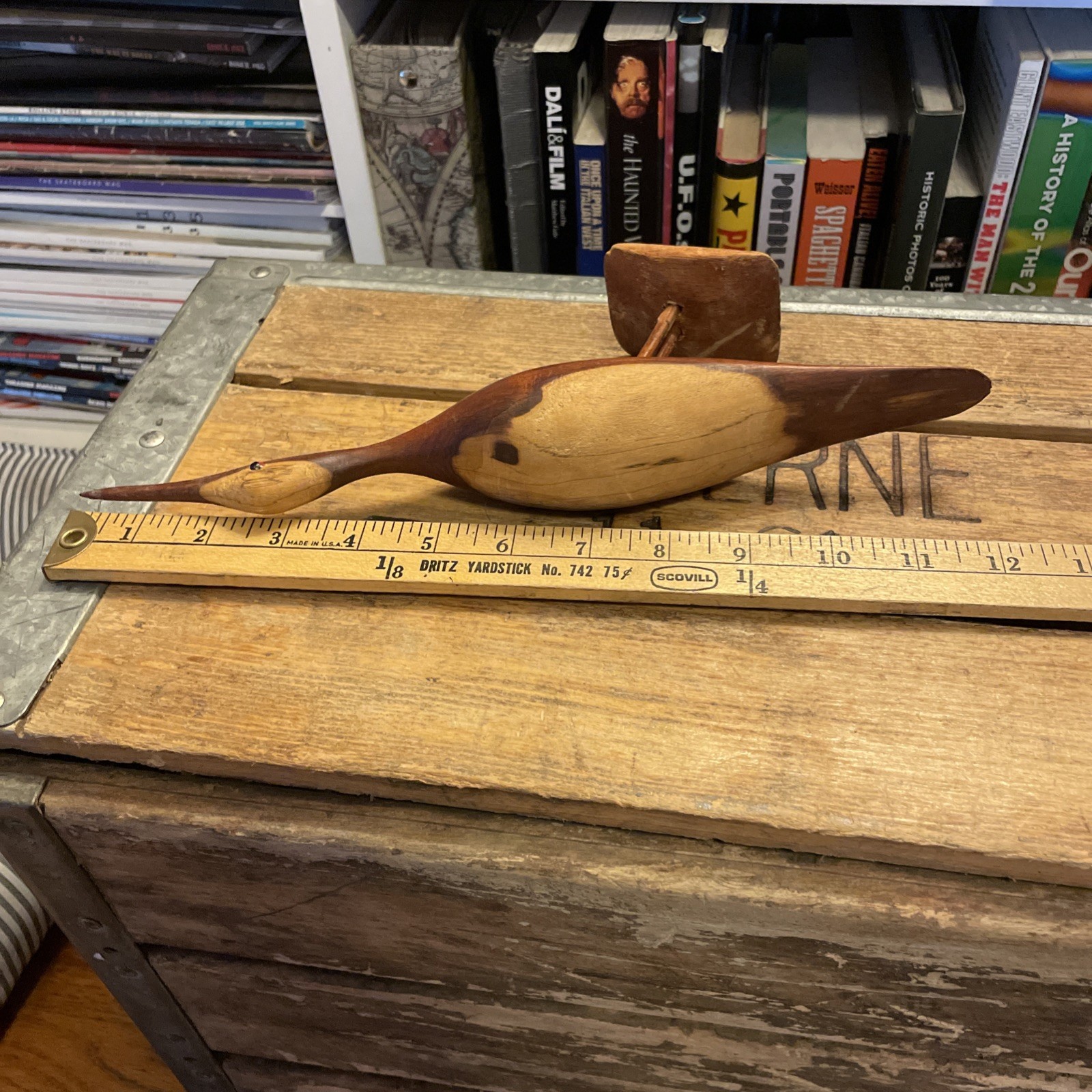 Antique Carved Wood Shorebird Decoy Primitive Folk Art Hand Made 12” Vintage