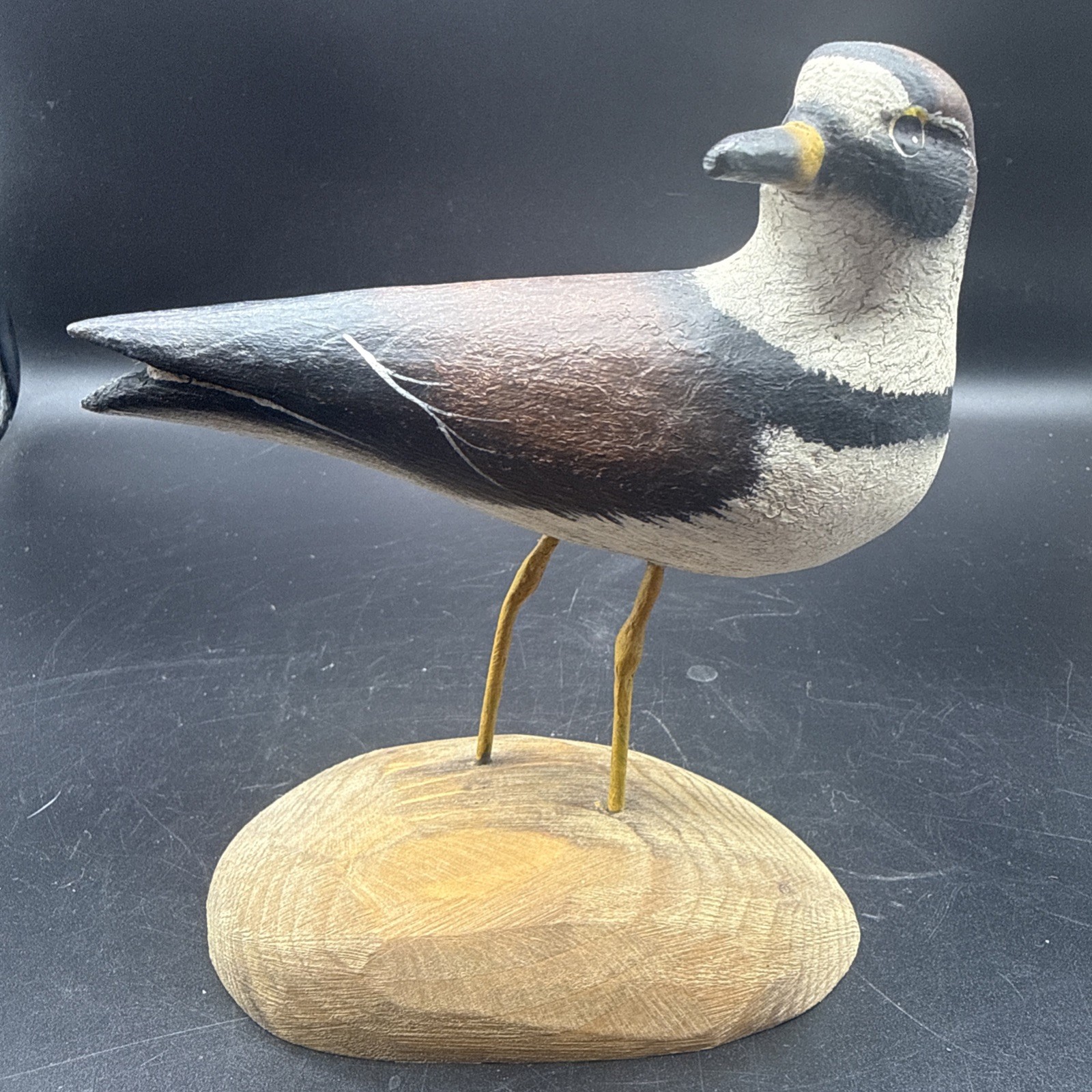 Vtg Canadian Artist Luc Cyr Hand Carved Wood Shorebird Decoy Semipalmated Plover