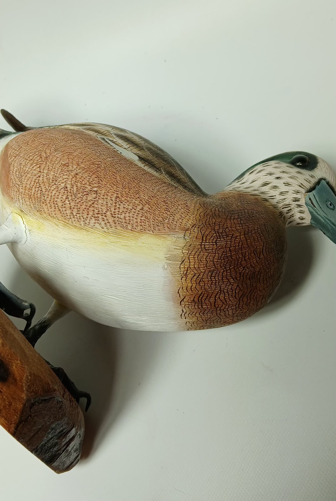 Vintage Original Signed Carved Painted Detailed Wooden Wigeon Duck Decoy Bird