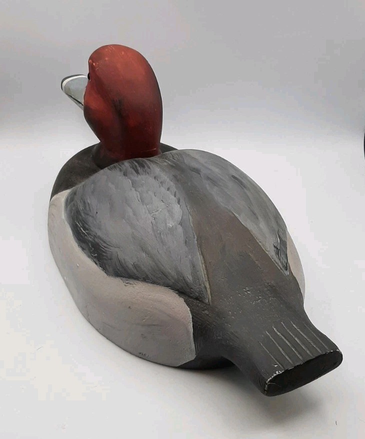 Vintage Hand Carved and Painted Wood Duck Decoy 14 1/4 In Long Farmhouse Decor