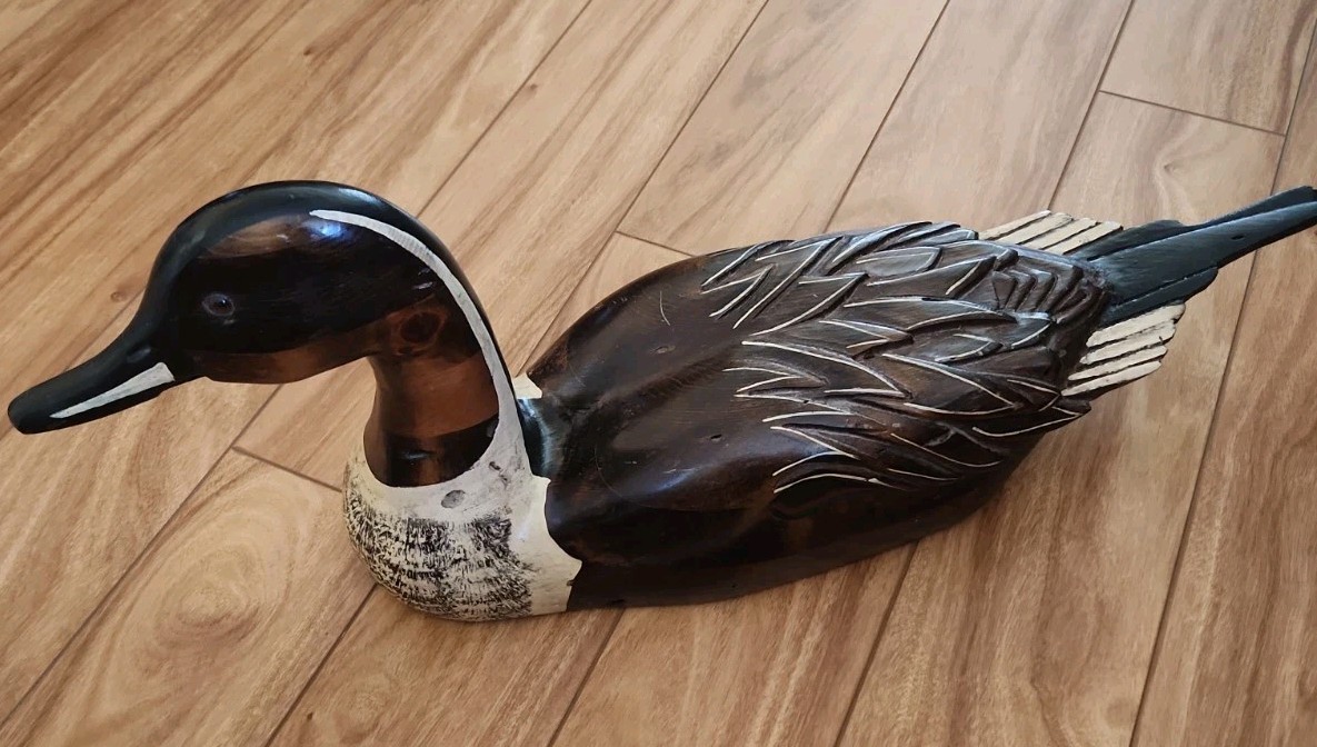Rare Vintage LEO KOPPY SIGNED 24″ Hand Carved Wooden PINTAIL DUCK DECOY